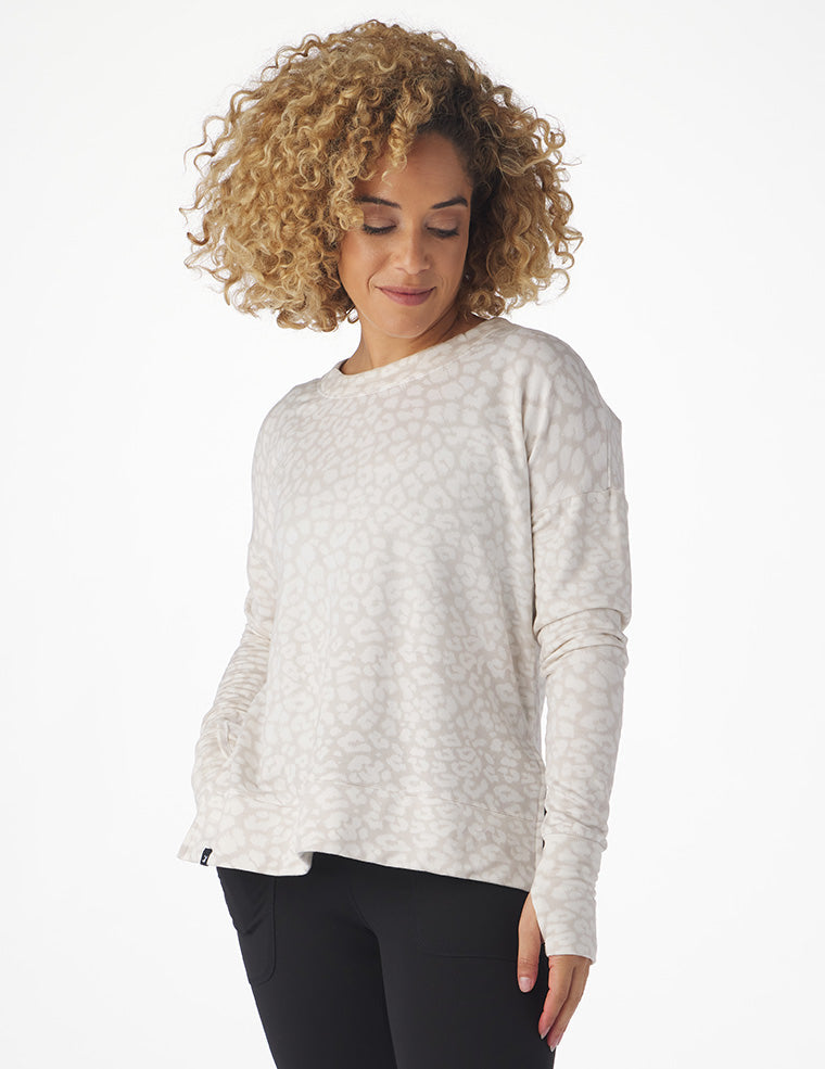 Lounge Long Sleeve: Oatmilk White Leopard Lounge Long Sleeve: Oatmilk White Leopard