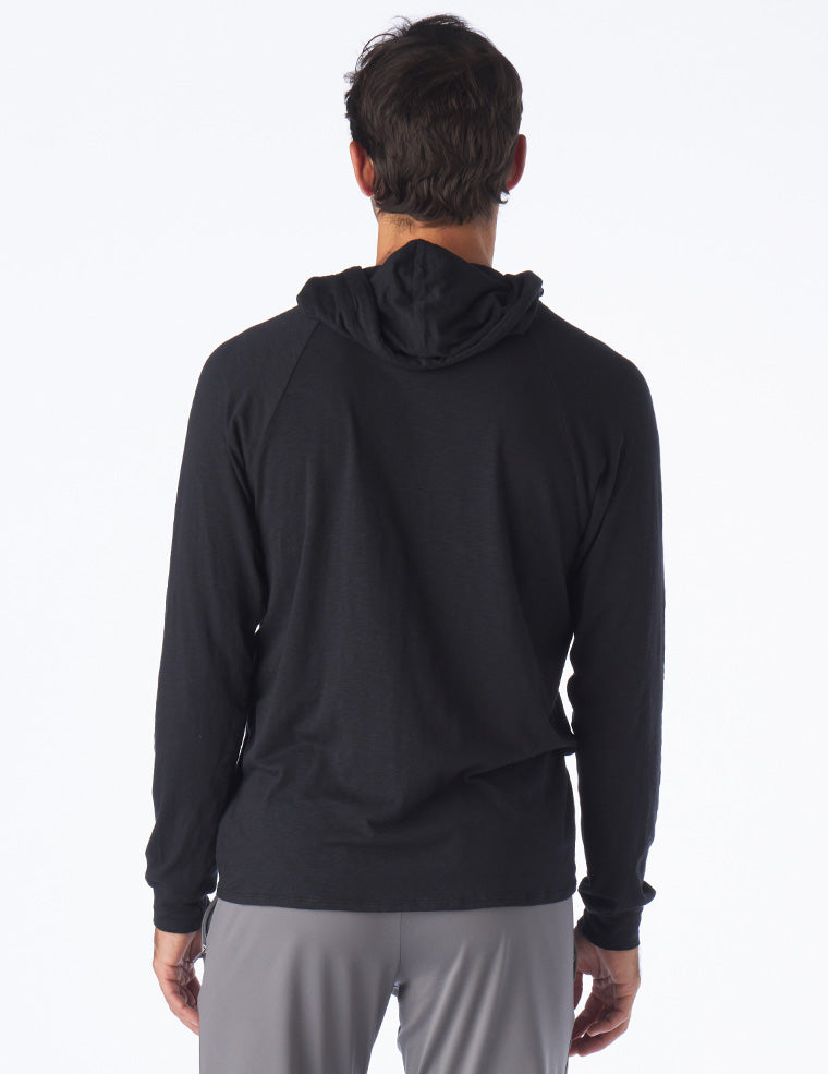 Low Tide Henley Hoodie: Black Low Tide Henley Hoodie: Black