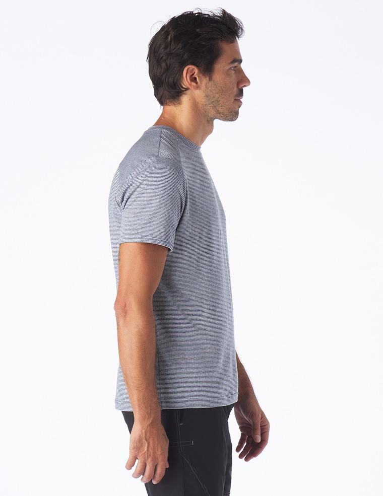 Salton Short Sleeve: Heather Indigo and White Stripe Salton Short Sleeve: Heather Indigo and White Stripe