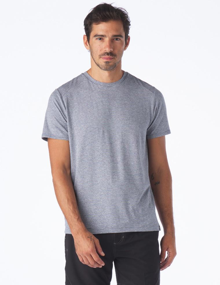 Salton Short Sleeve: Heather Indigo and White Stripe Salton Short Sleeve: Heather Indigo and White Stripe