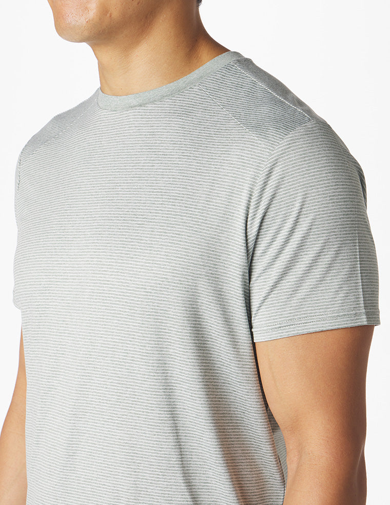 Salton Short Sleeve: Sage and White Stripe Salton Short Sleeve: Sage and White Stripe