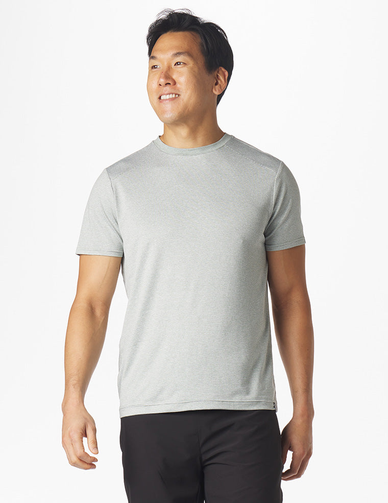 Salton Short Sleeve: Sage and White Stripe Salton Short Sleeve: Sage and White Stripe
