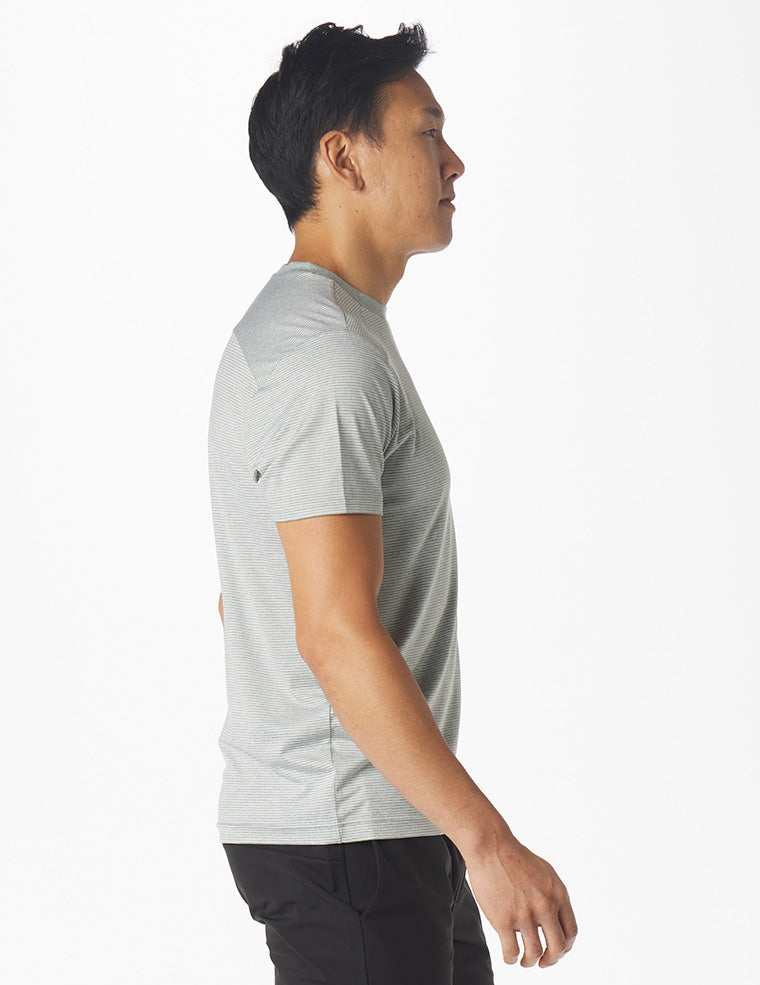 Salton Short Sleeve: Sage and White Stripe Salton Short Sleeve: Sage and White Stripe
