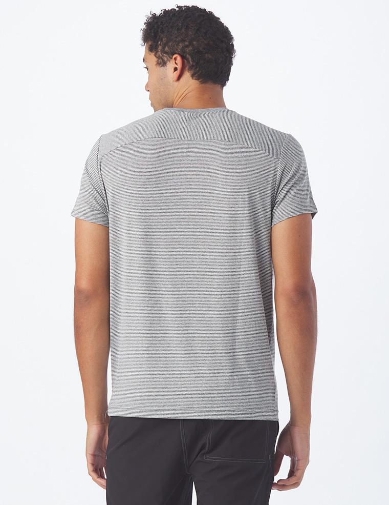 Salton Short Sleeve: Charcoal Heather and White Stripe Salton Short Sleeve: Charcoal Heather and White Stripe