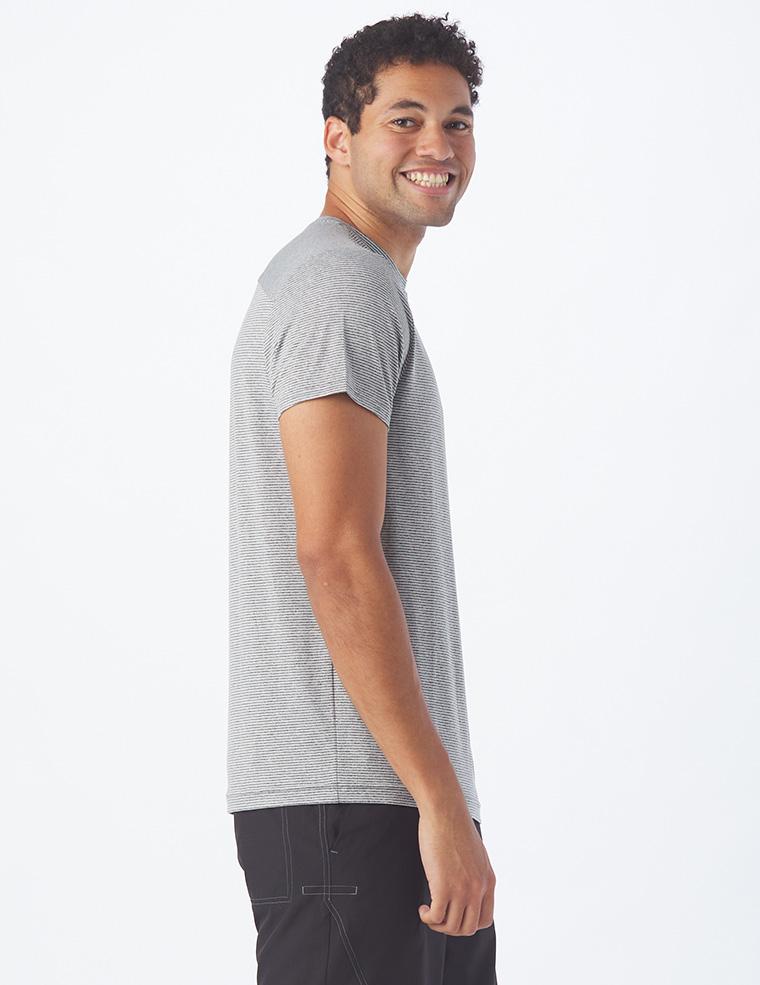 Salton Short Sleeve: Charcoal Heather and White Stripe Salton Short Sleeve: Charcoal Heather and White Stripe