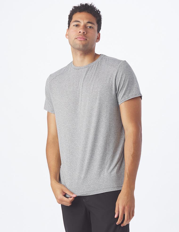 Salton Short Sleeve: Charcoal Heather and White Stripe Salton Short Sleeve: Charcoal Heather and White Stripe