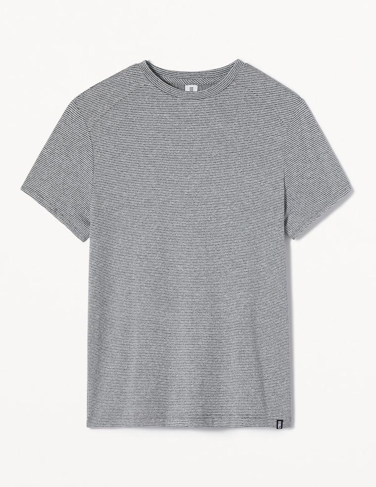 Salton Short Sleeve: Charcoal Heather and White Stripe Salton Short Sleeve: Charcoal Heather and White Stripe