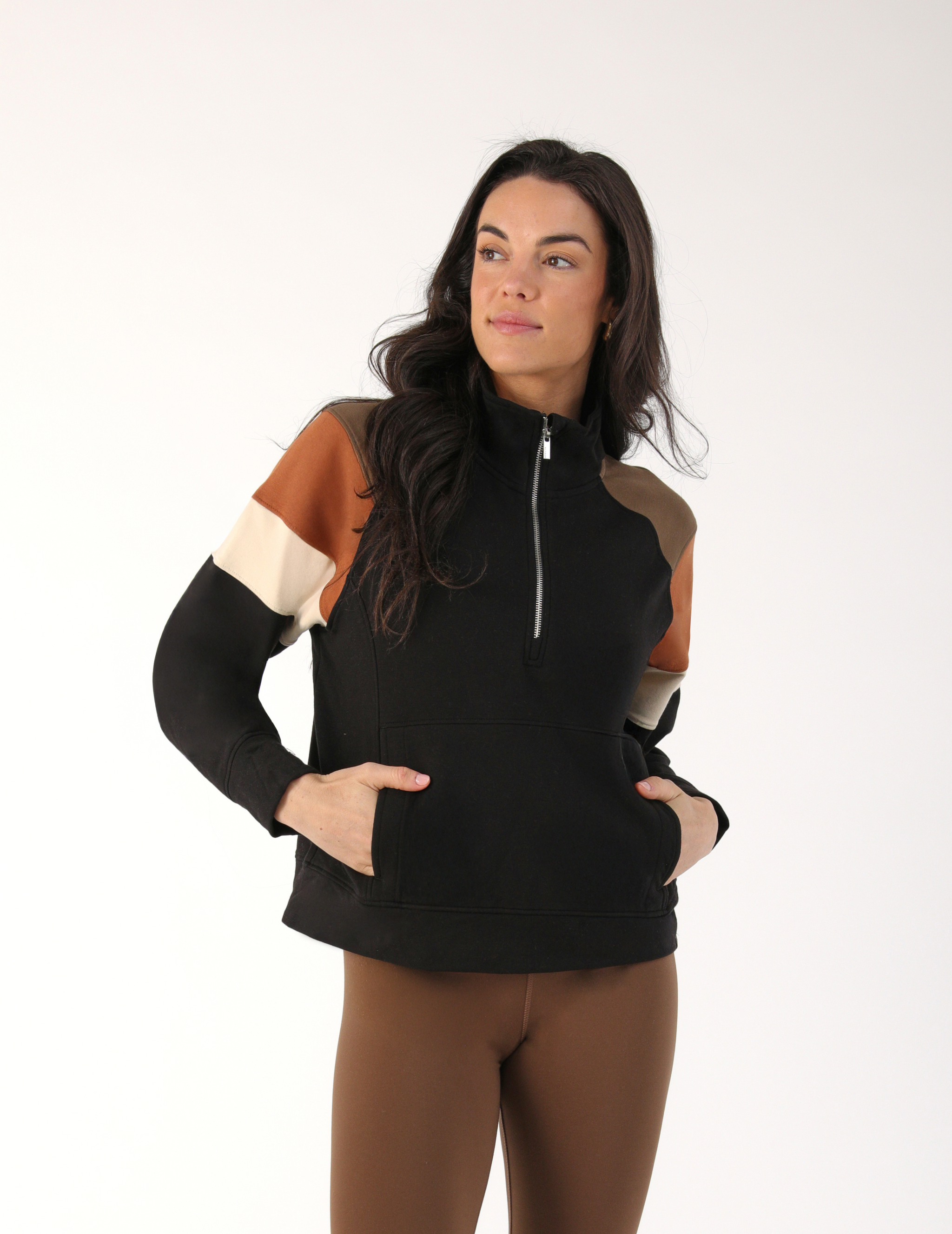 Daily Scuba 1/4 Zip: Black Color Block