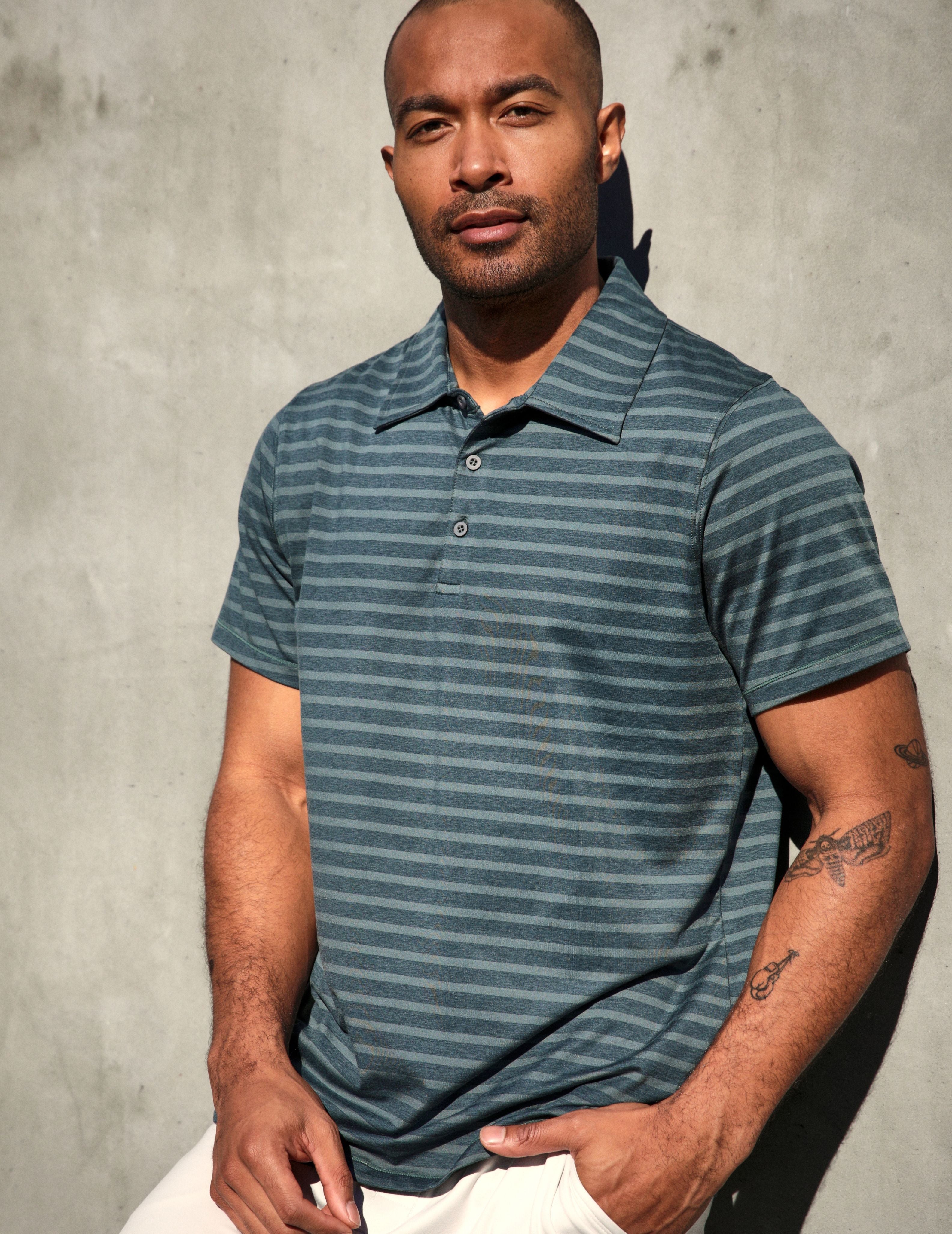Fairway Polo: Slate Stripe