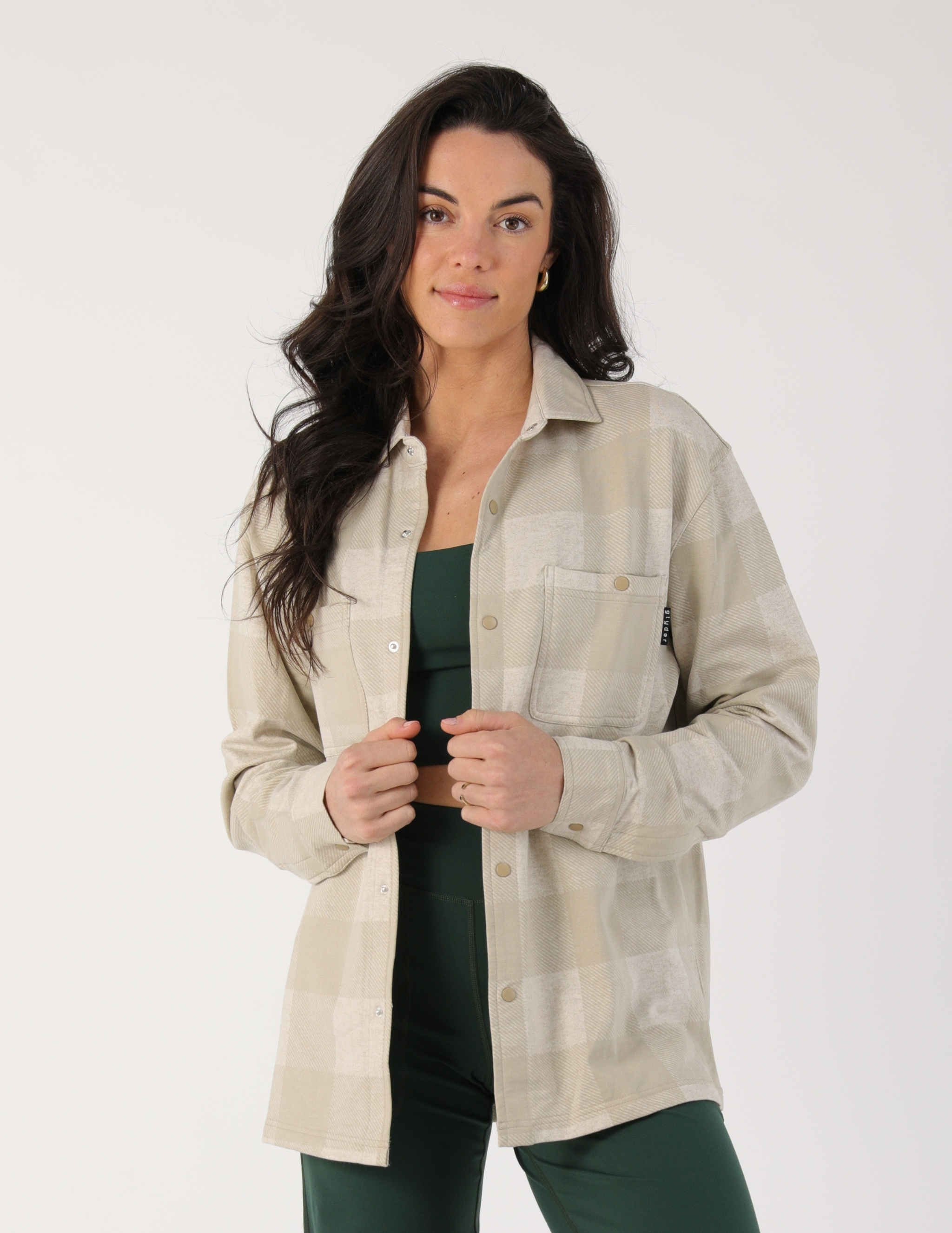 Trek Shirt: Oatmilk/Linen Buffalo Plaid