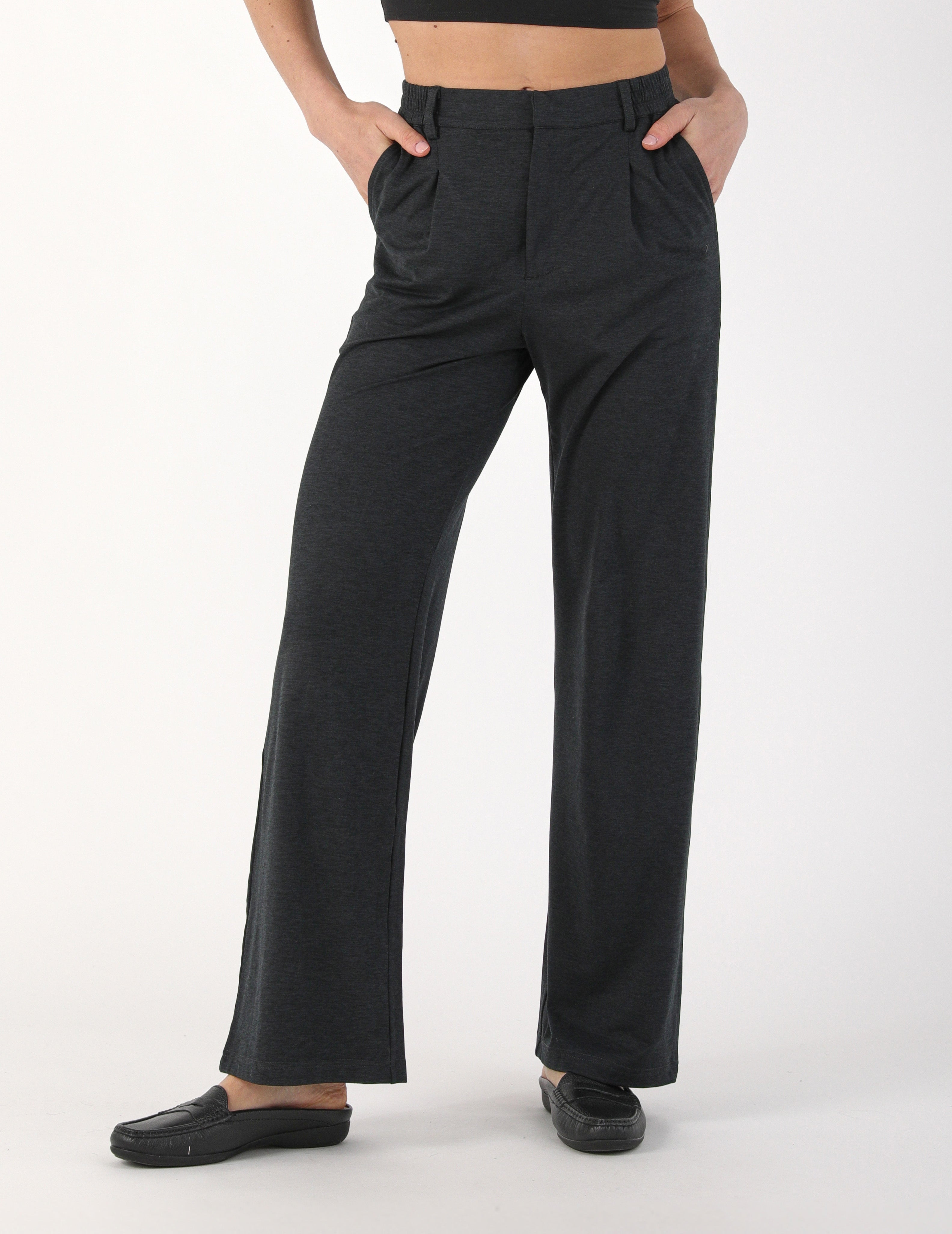 Alexandria Knit Trouser: Black Marble