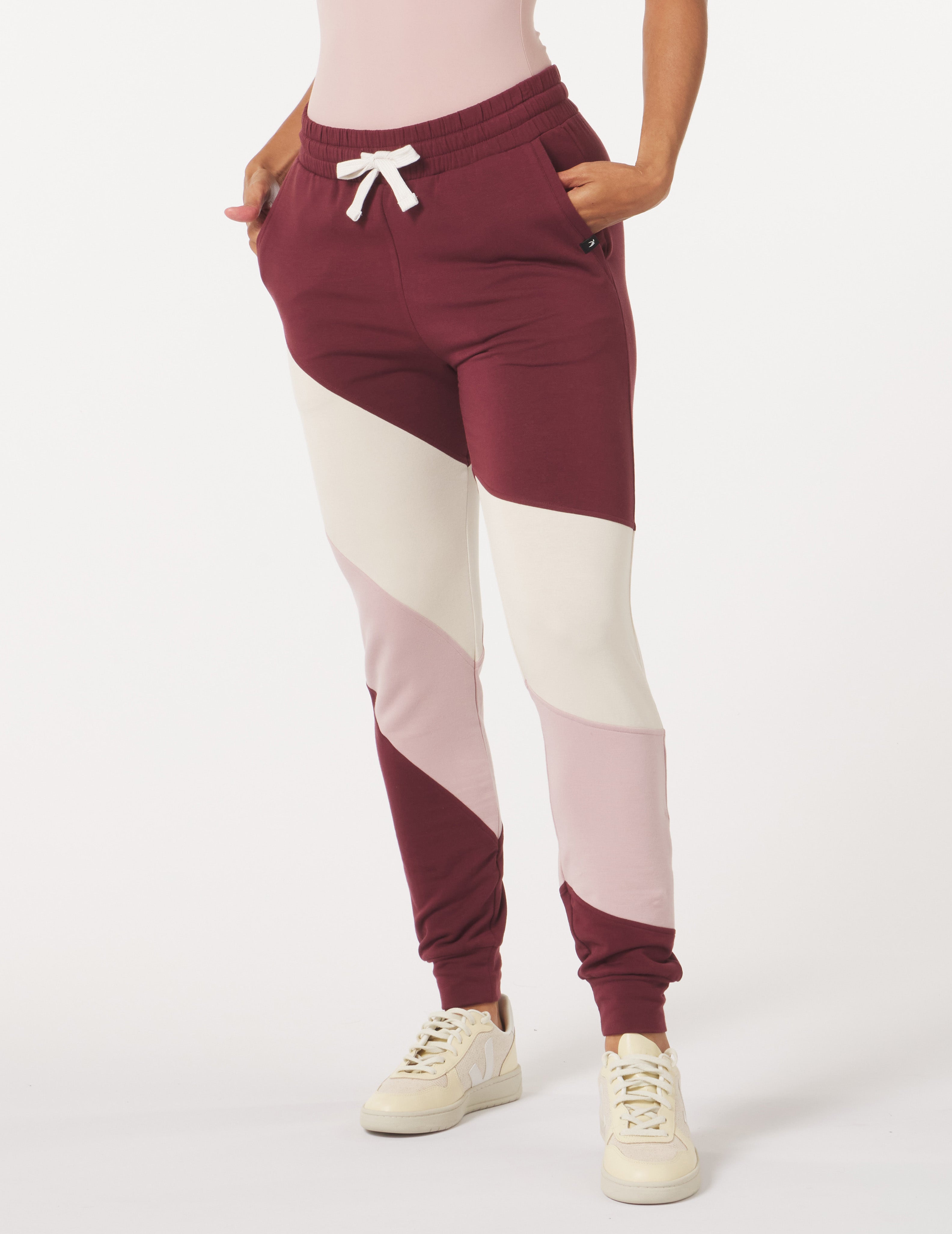Asymmetric Halfway Jogger: Adobe Rose Stripe