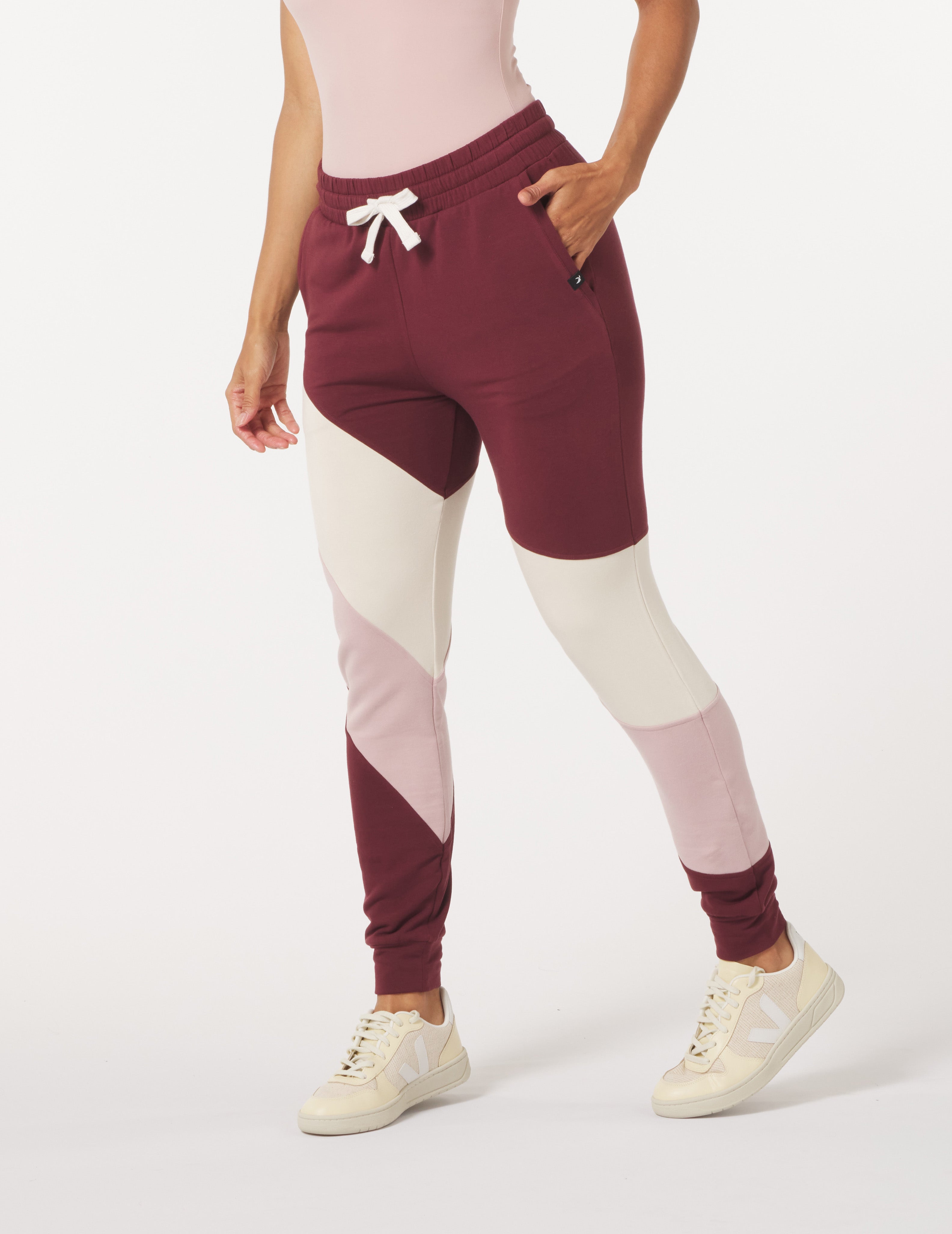 Asymmetric Halfway Jogger: Adobe Rose Stripe