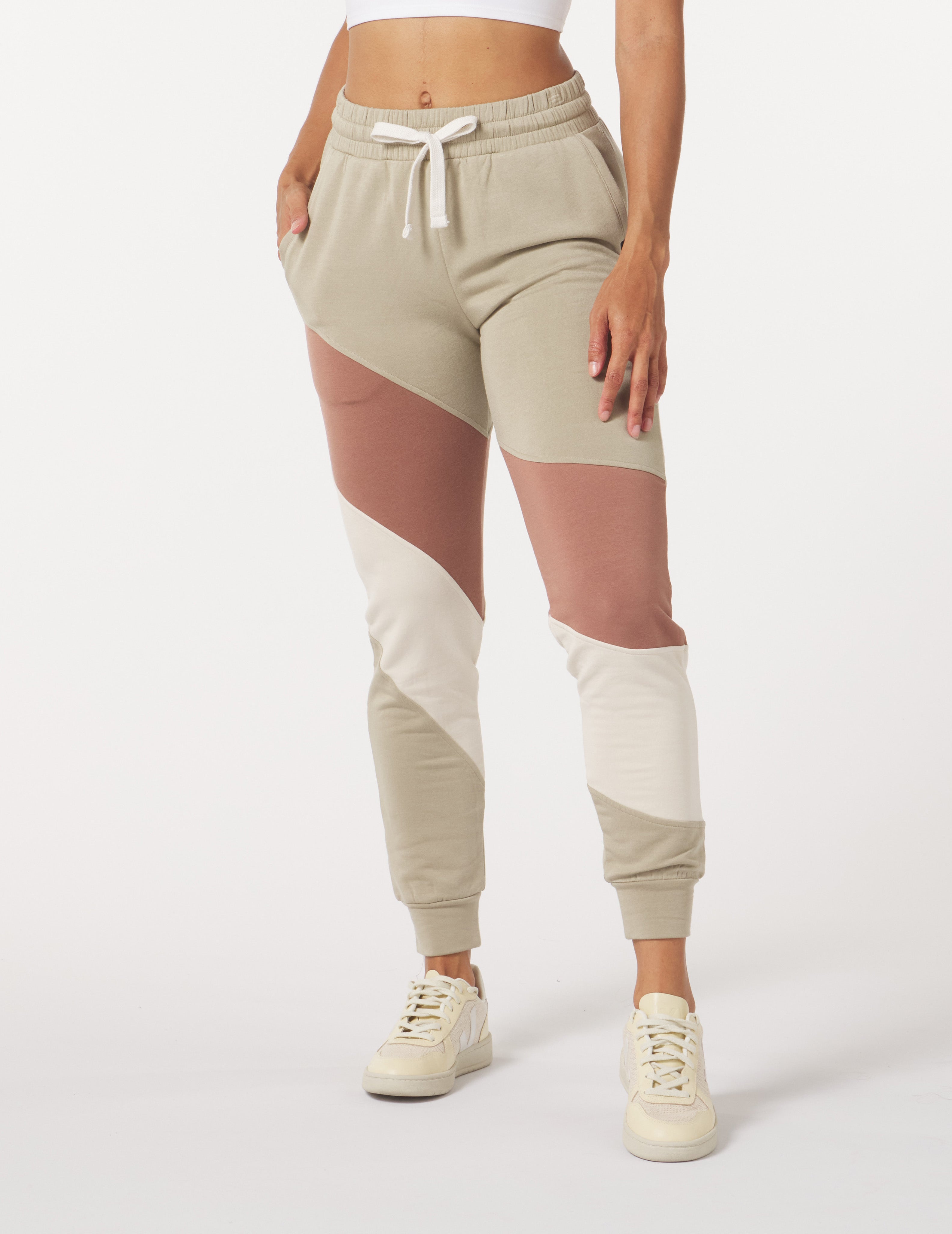 Asymmetric Halfway Jogger: Oatmilk Stripe