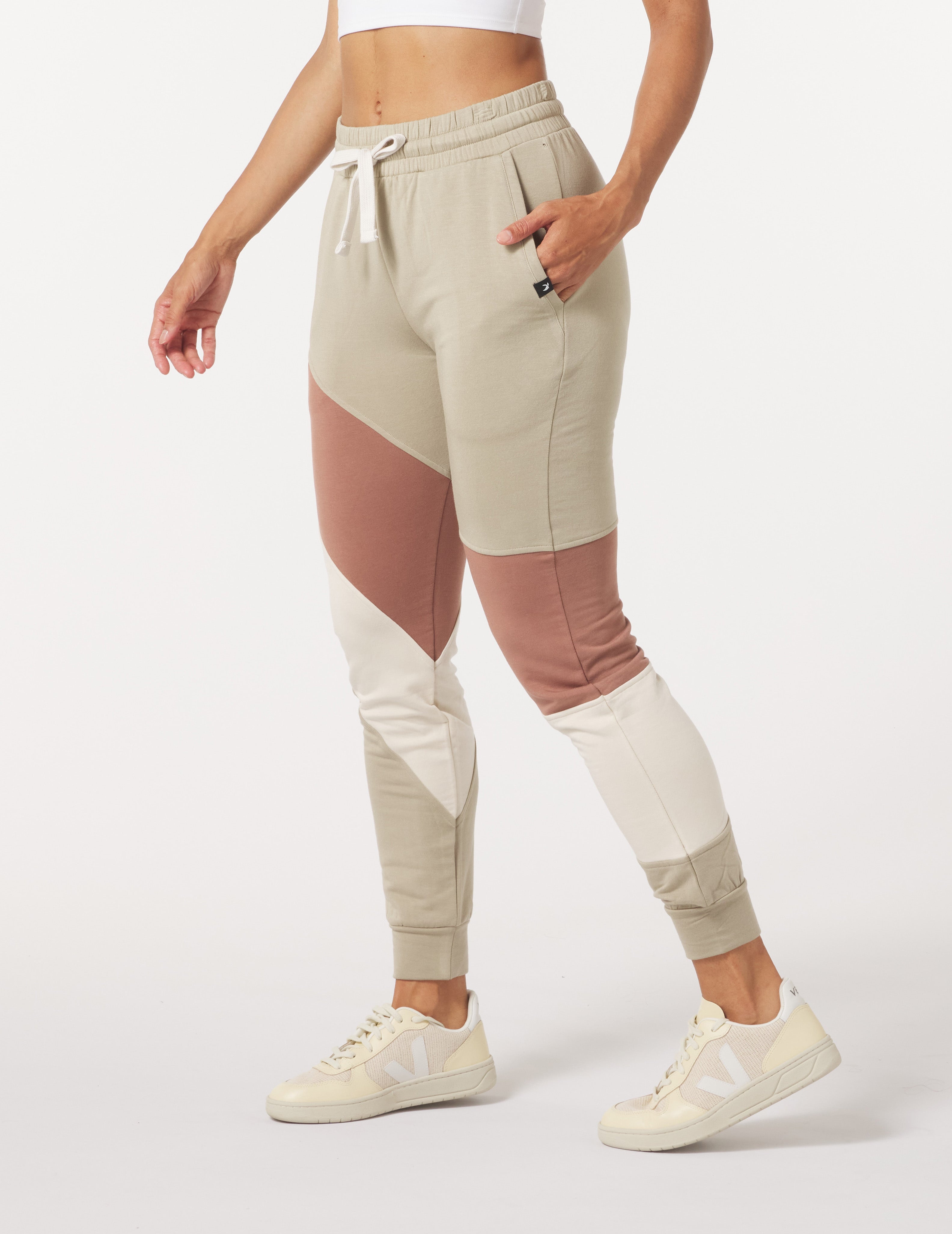 Asymmetric Halfway Jogger: Oatmilk Stripe