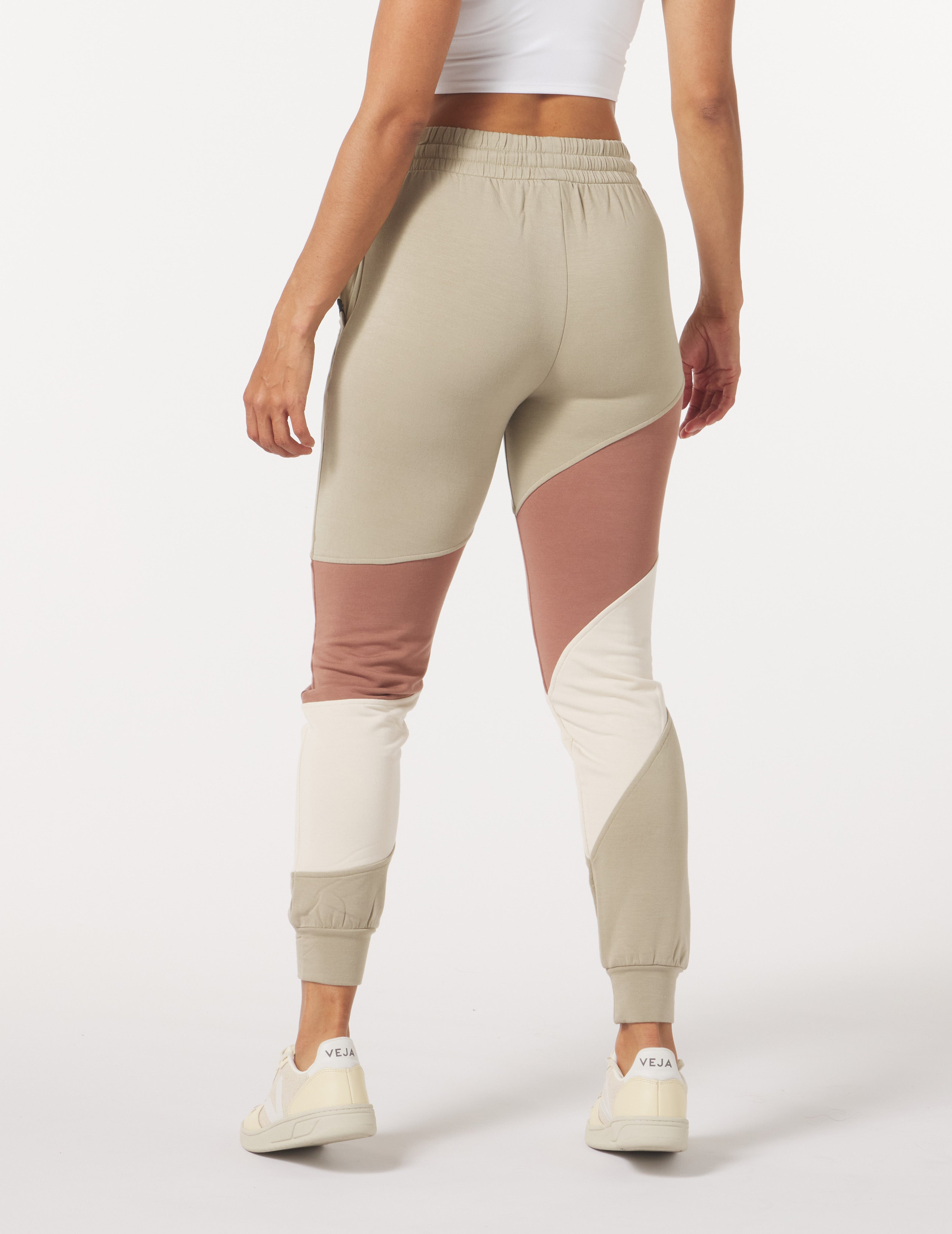 Asymmetric Halfway Jogger: Oatmilk Stripe