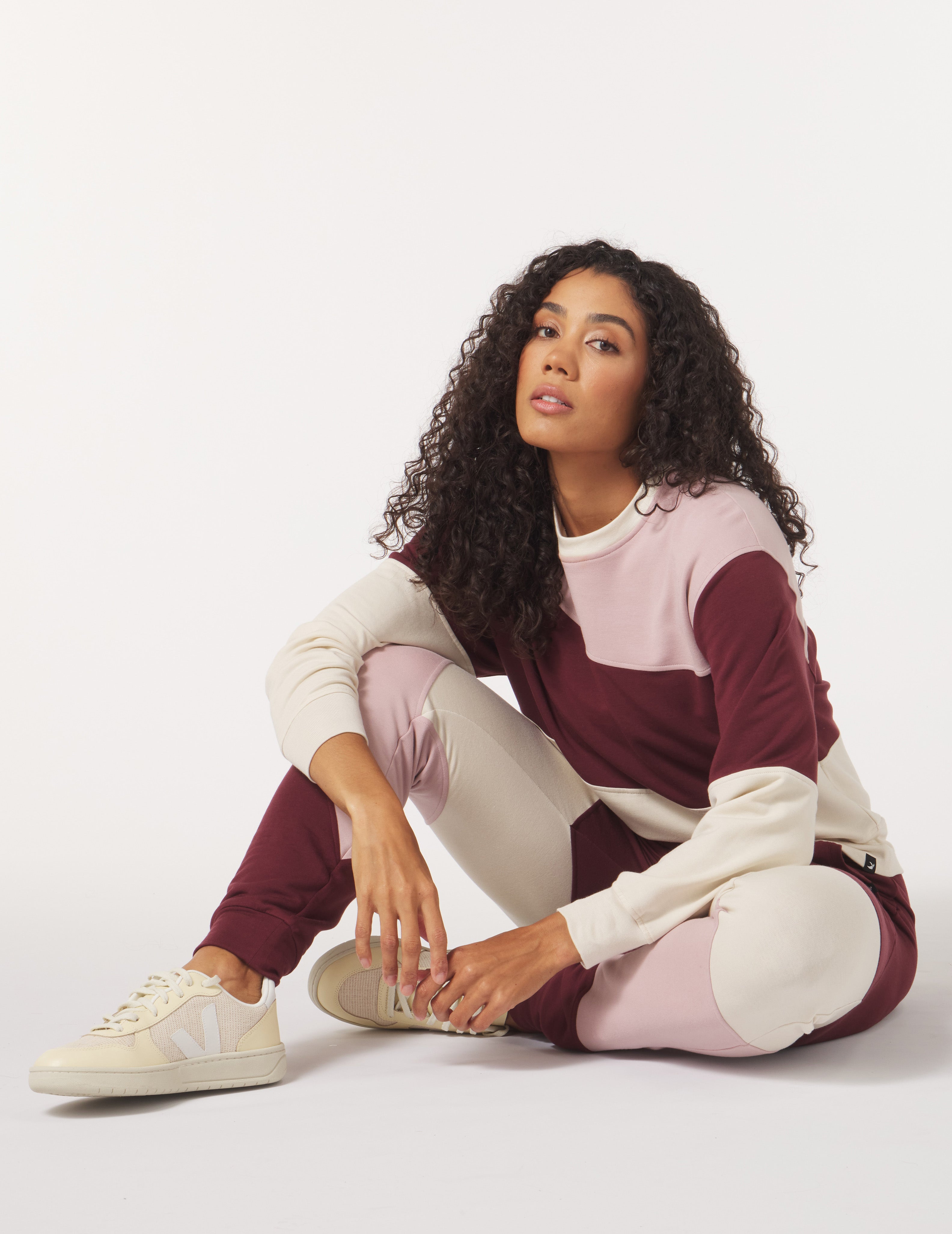 Asymmetric Long Sleeve Crew: Adobe Rose Stripe