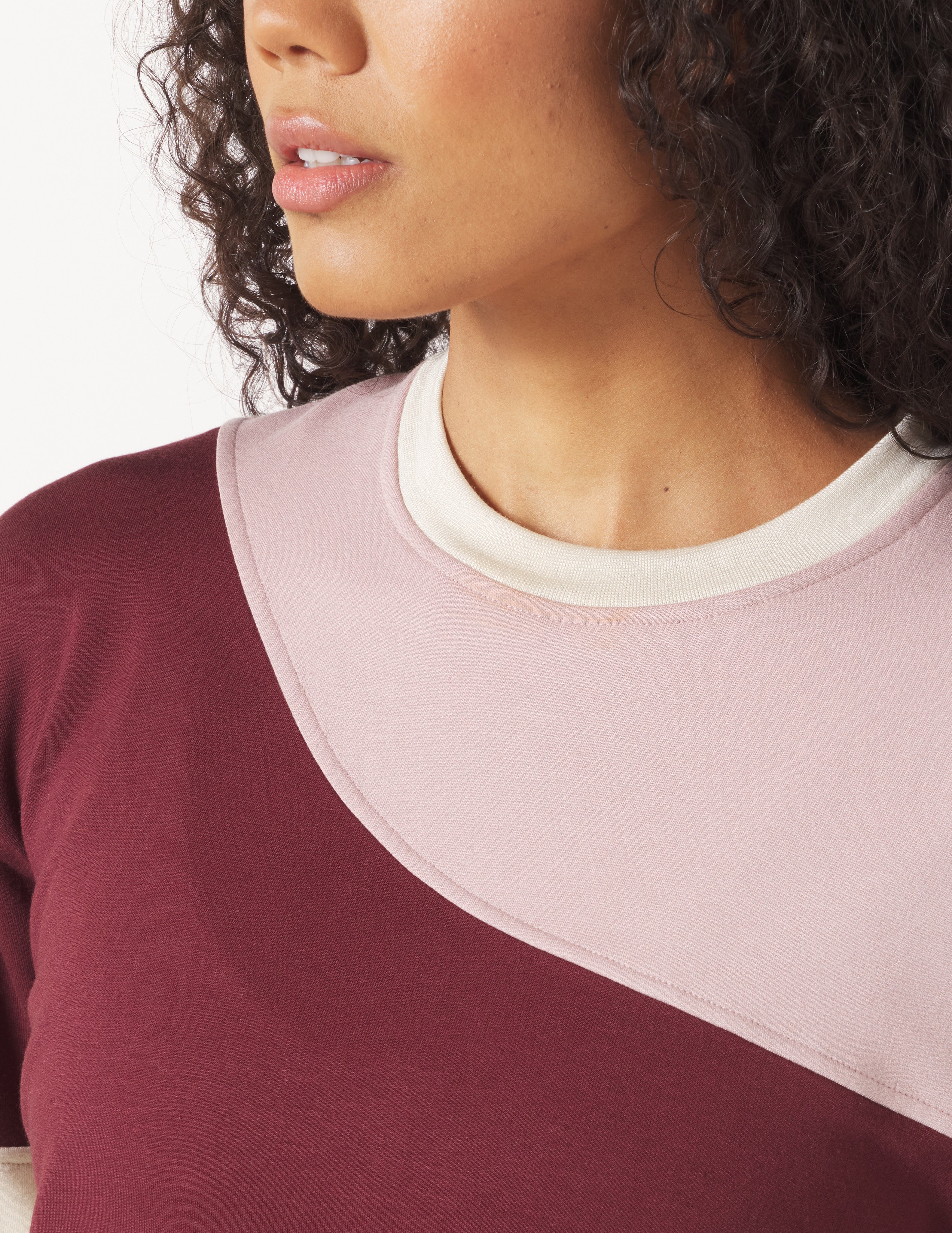 Asymmetric Long Sleeve Crew: Adobe Rose Stripe