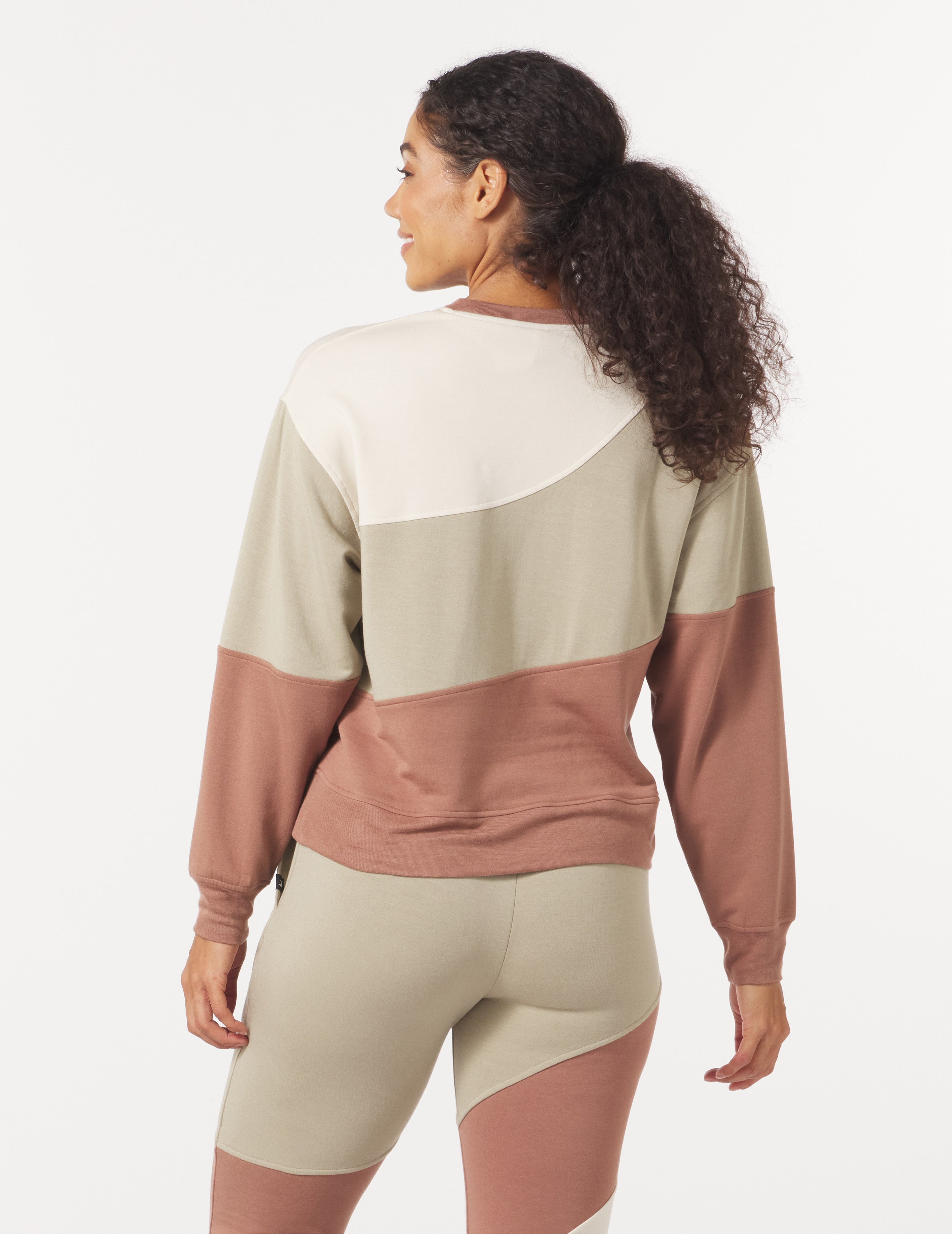 Asymmetric Long Sleeve Crew: Oatmilk Stripe