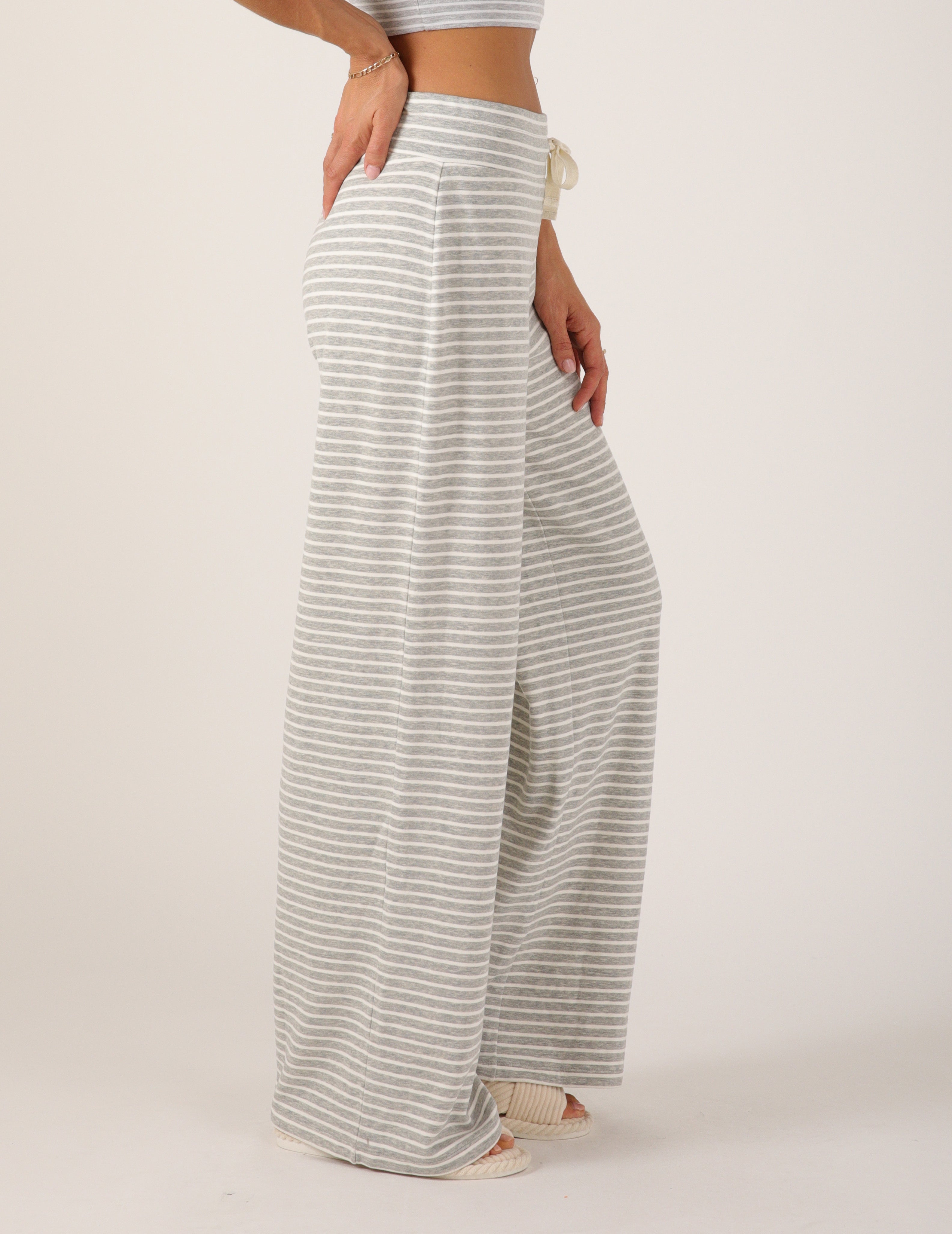 Cloud Fleece Pant: Heather Grey Stripe