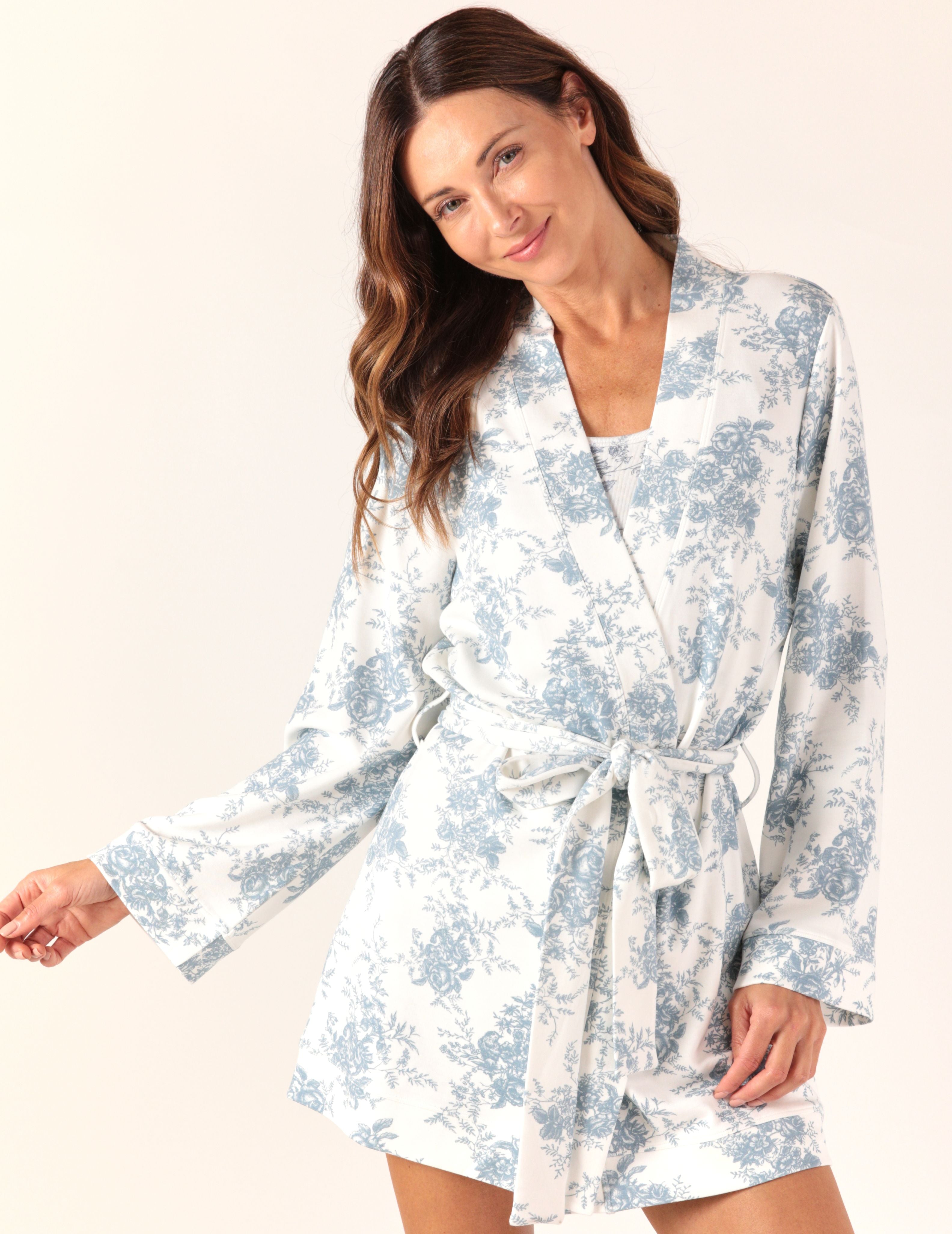 Cloud Fleece Robe: Washed Blue Toile