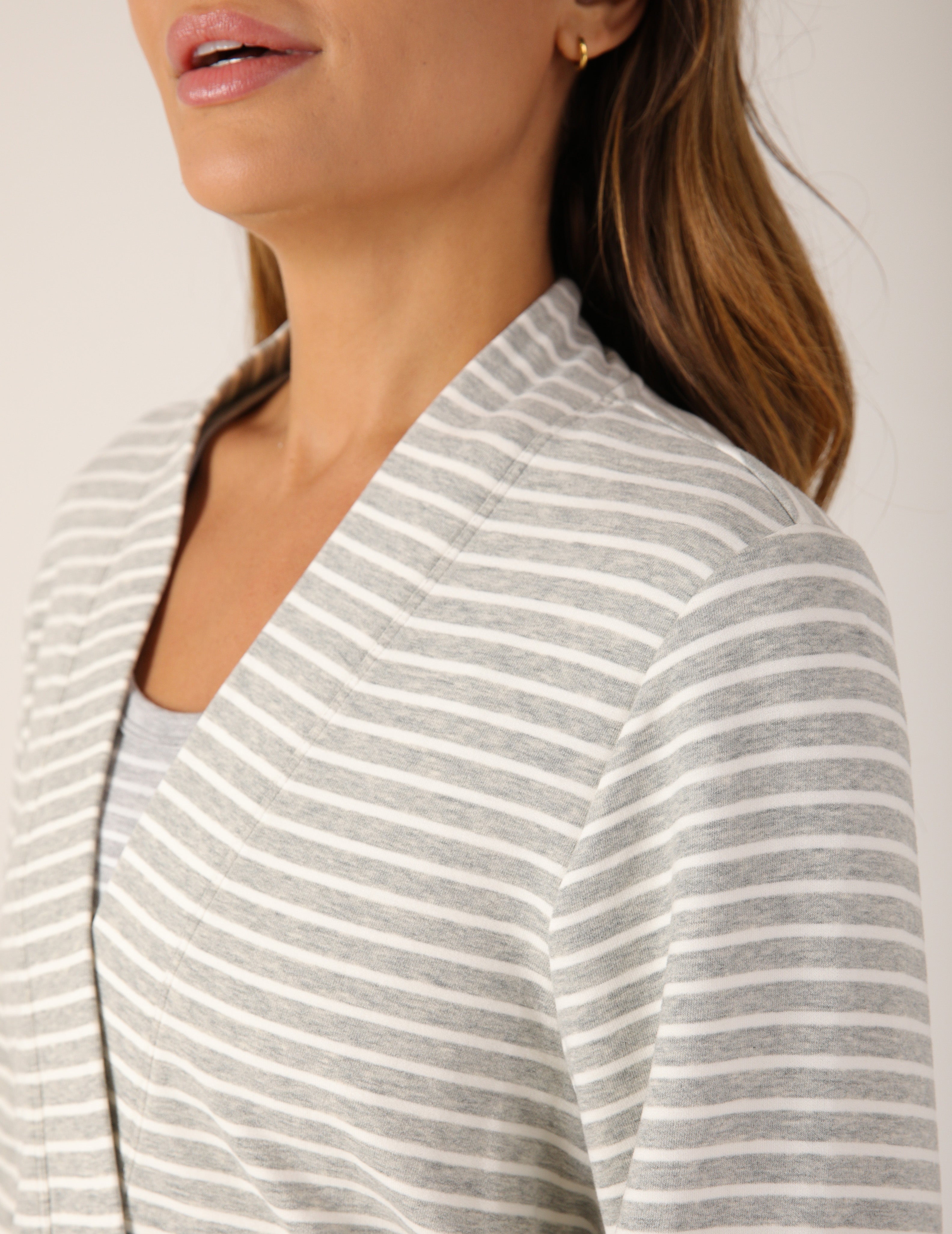 Cloud Fleece Robe: Heather Grey Stripe
