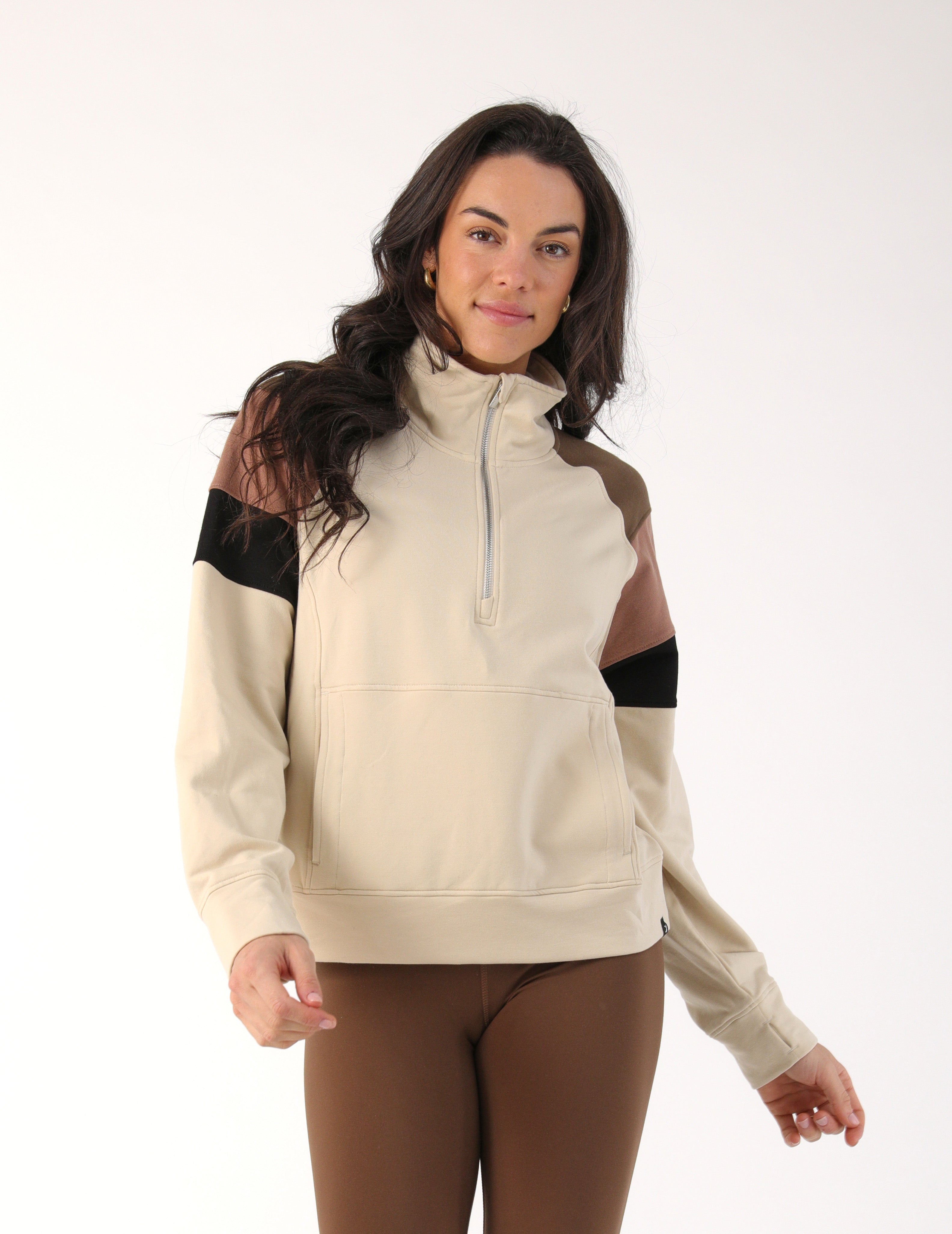 Daily Scuba 1/4 Zip: Oatmilk Color Block