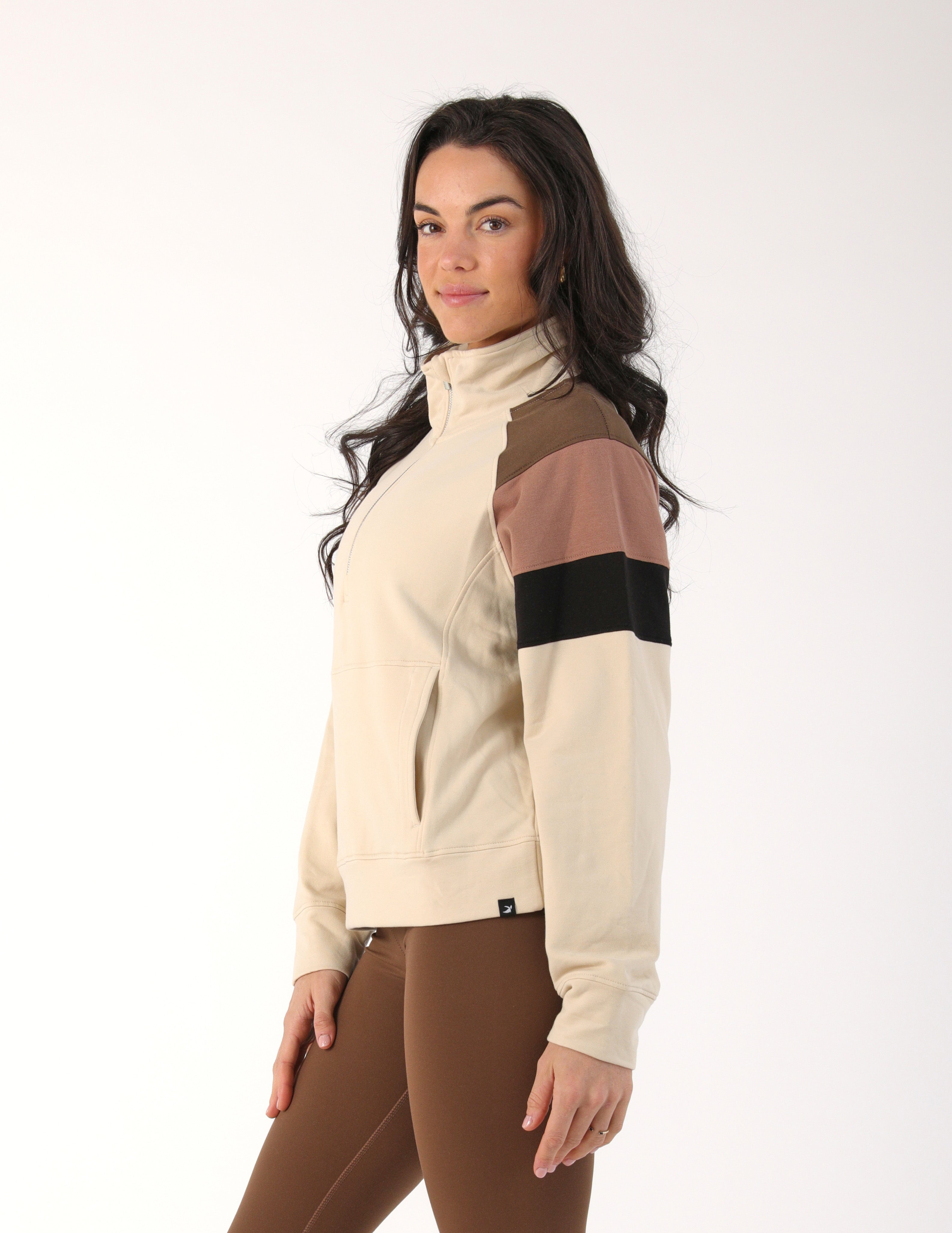Daily Scuba 1/4 Zip: Oatmilk Color Block