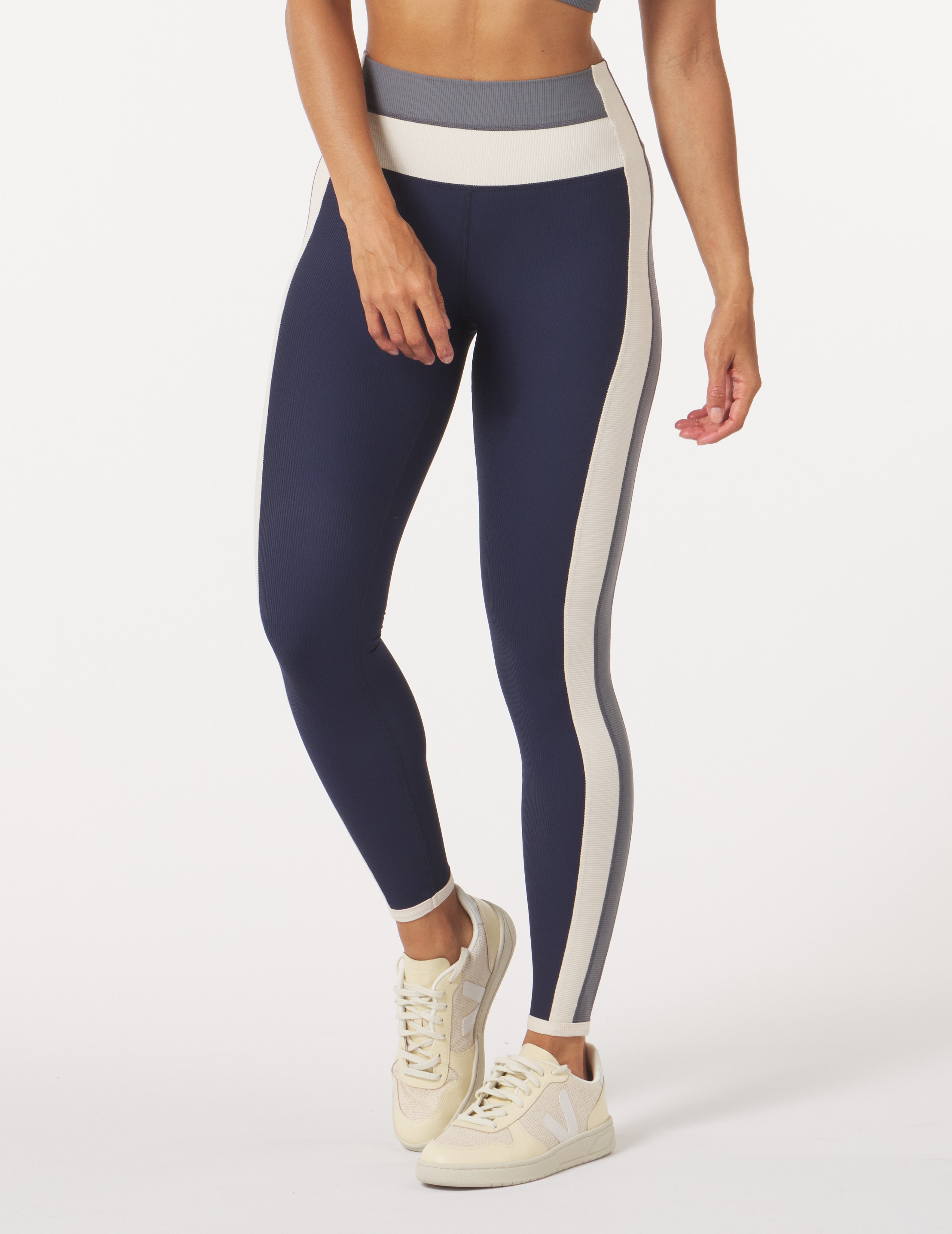Directional Legging: Navy Color Block