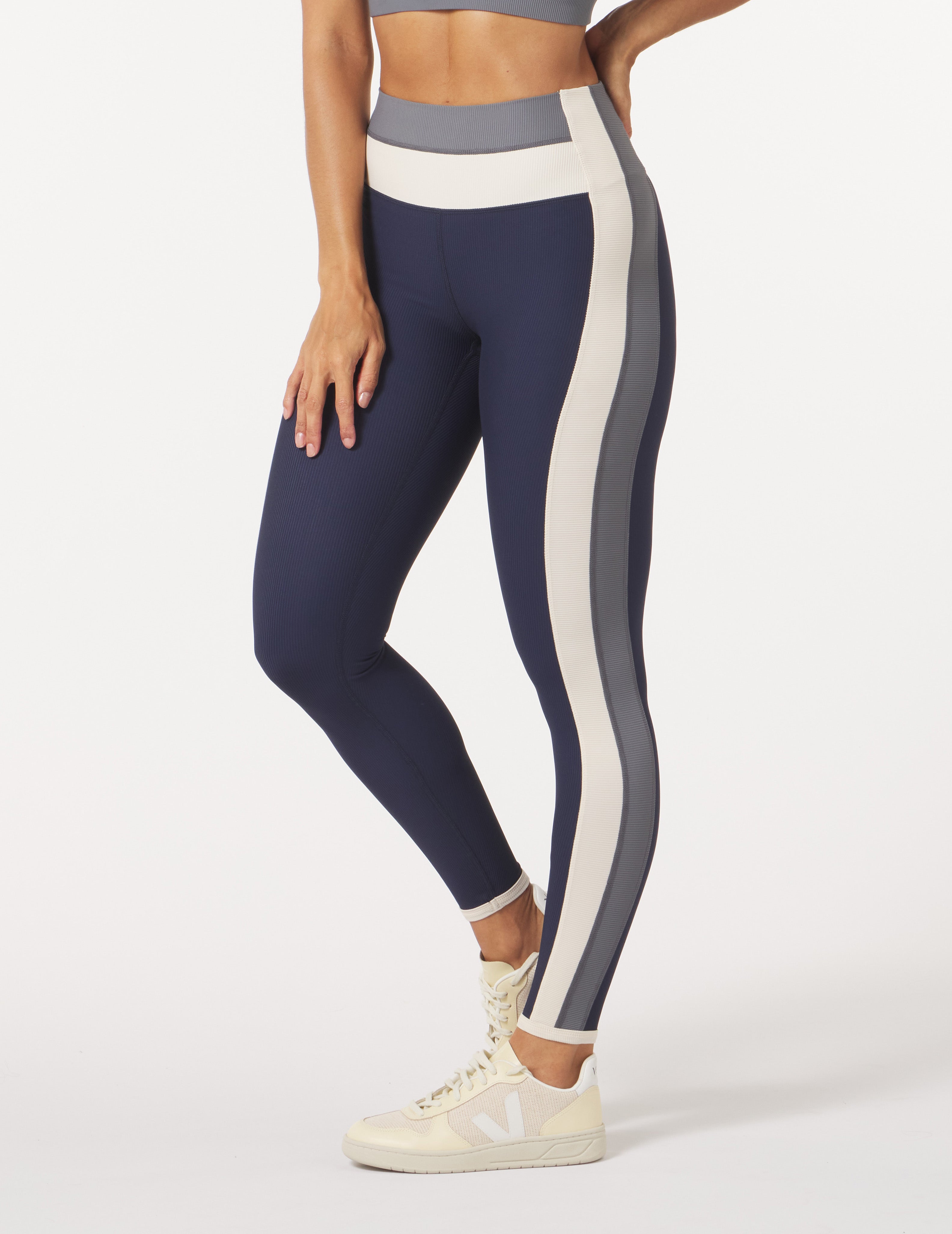 Directional Legging: Navy Color Block