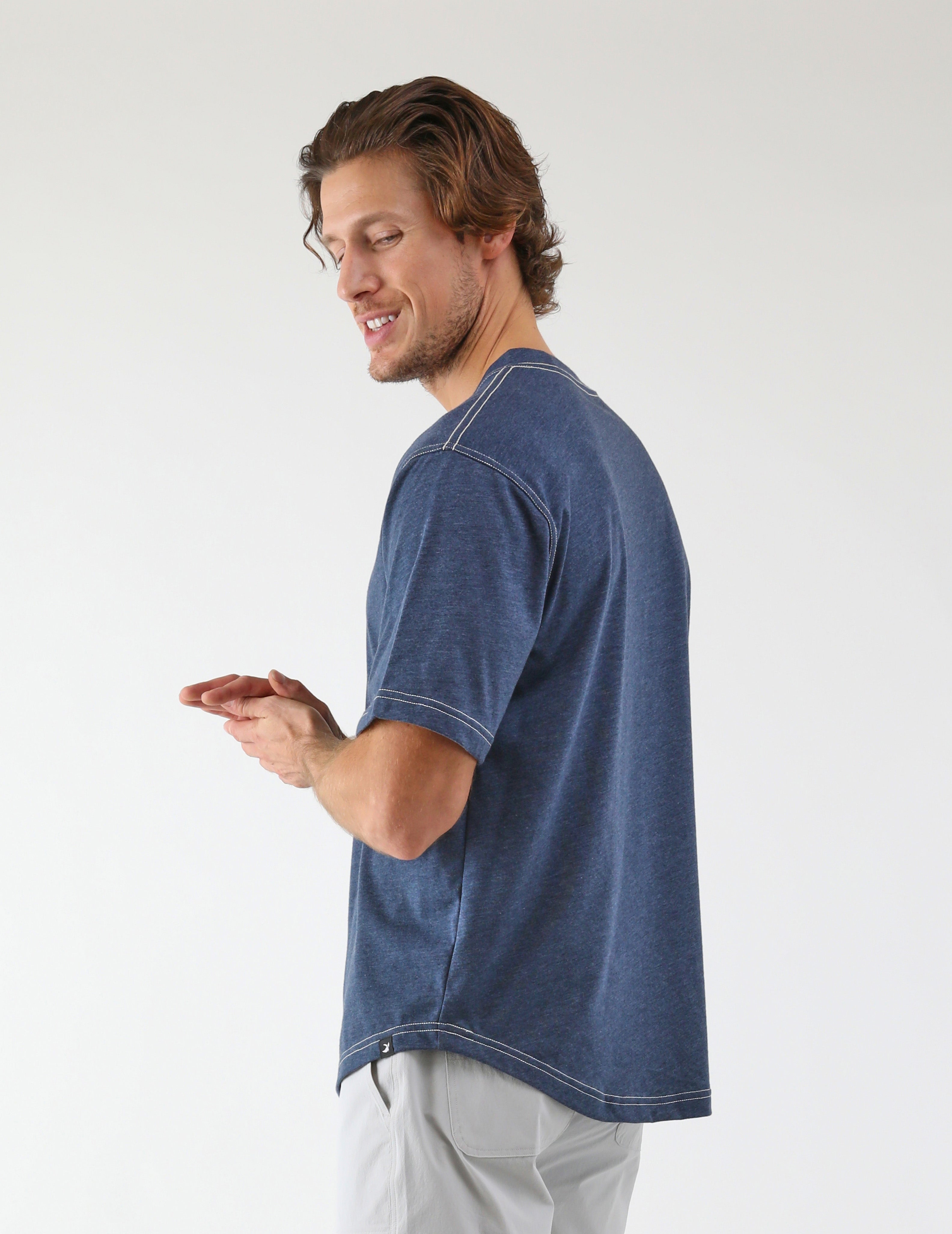 Do No Harm Oversized Tee: Denim Heather