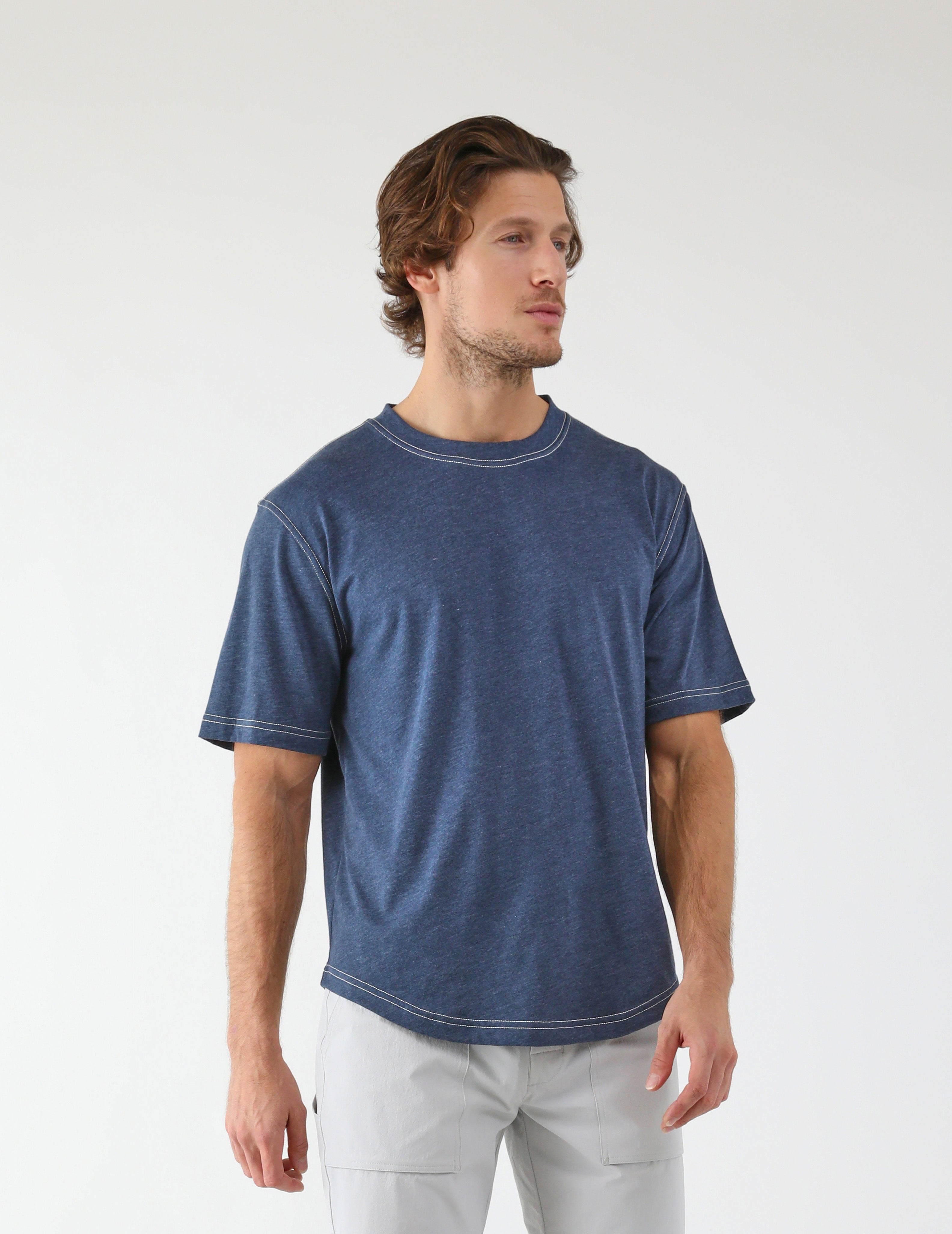 Do No Harm Oversized Tee: Denim Heather