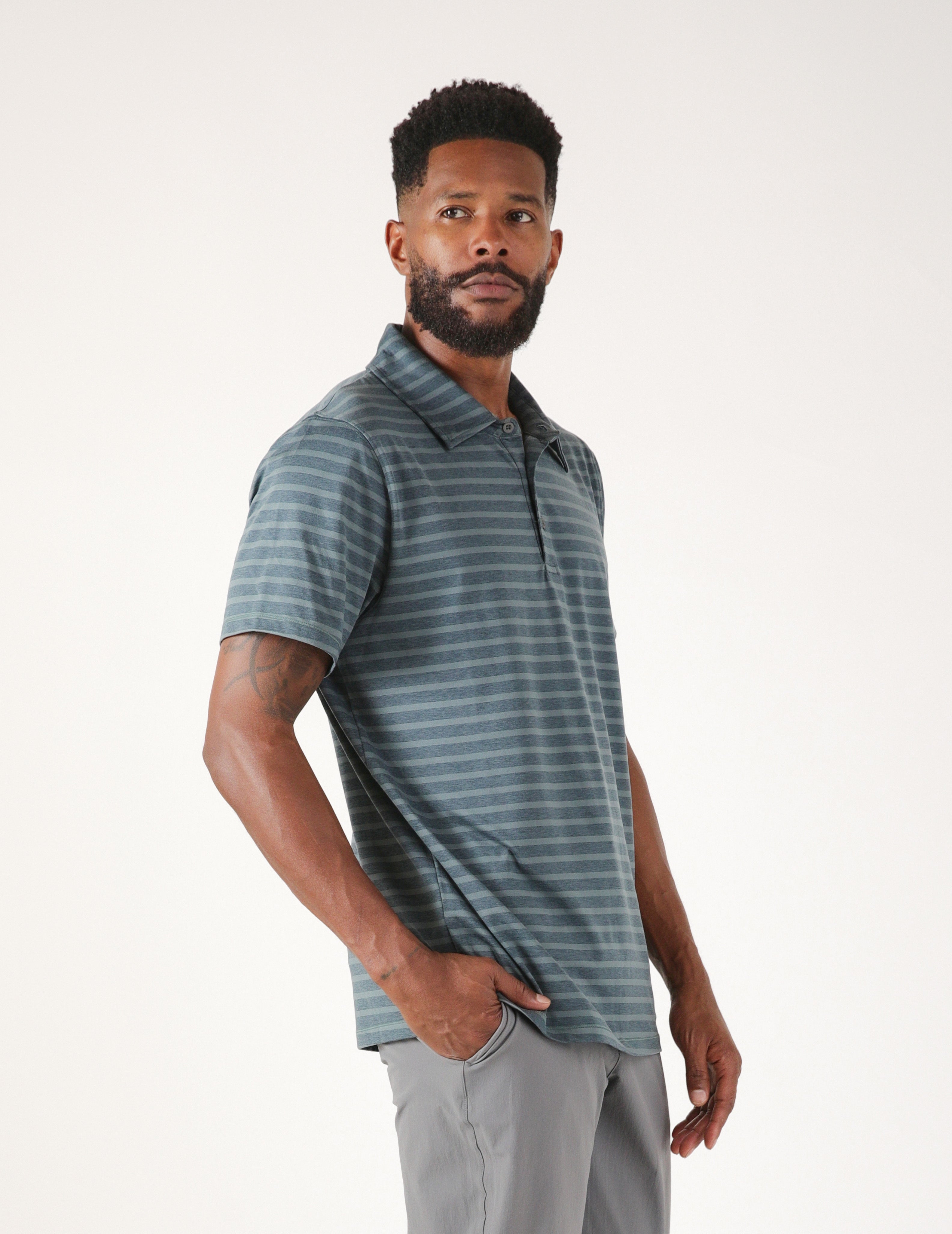 Fairway Polo: Slate Stripe