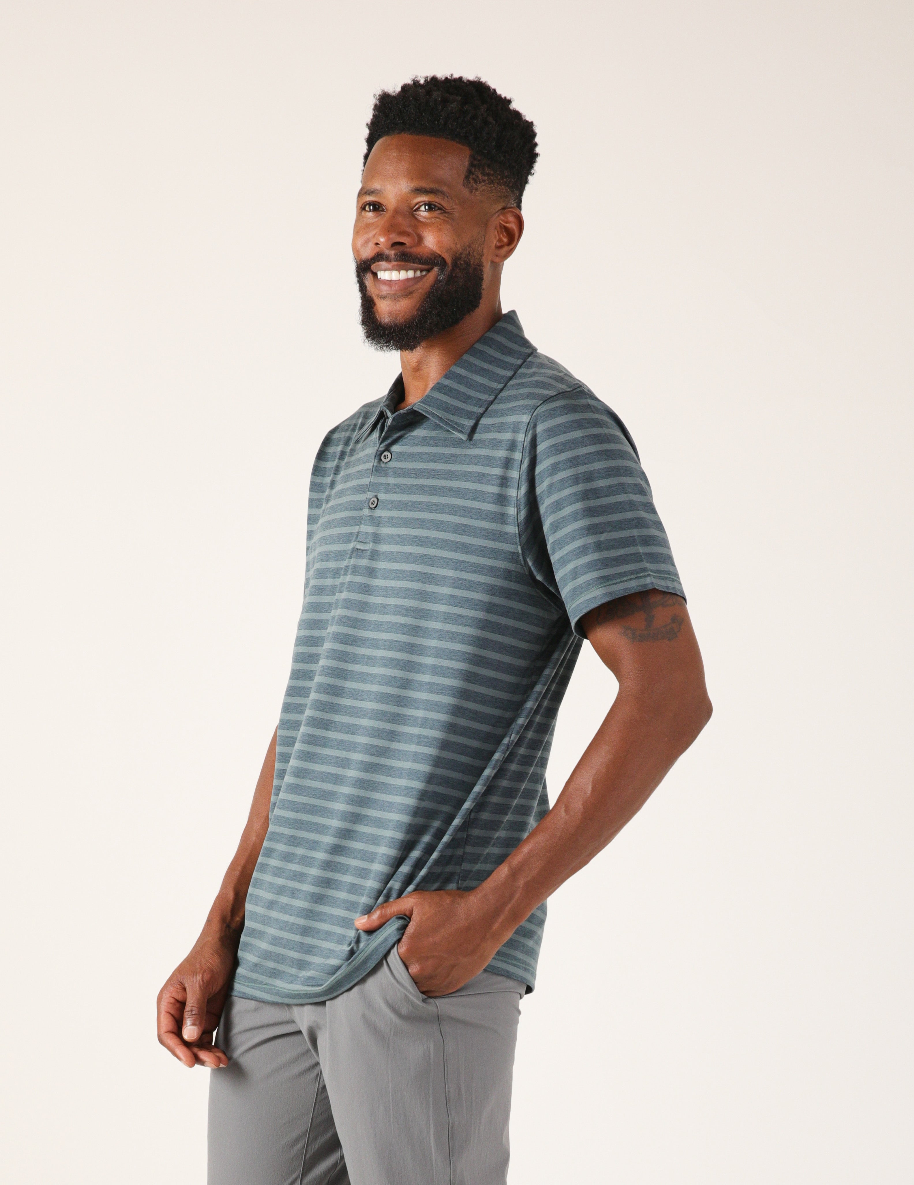 Fairway Polo: Slate Stripe
