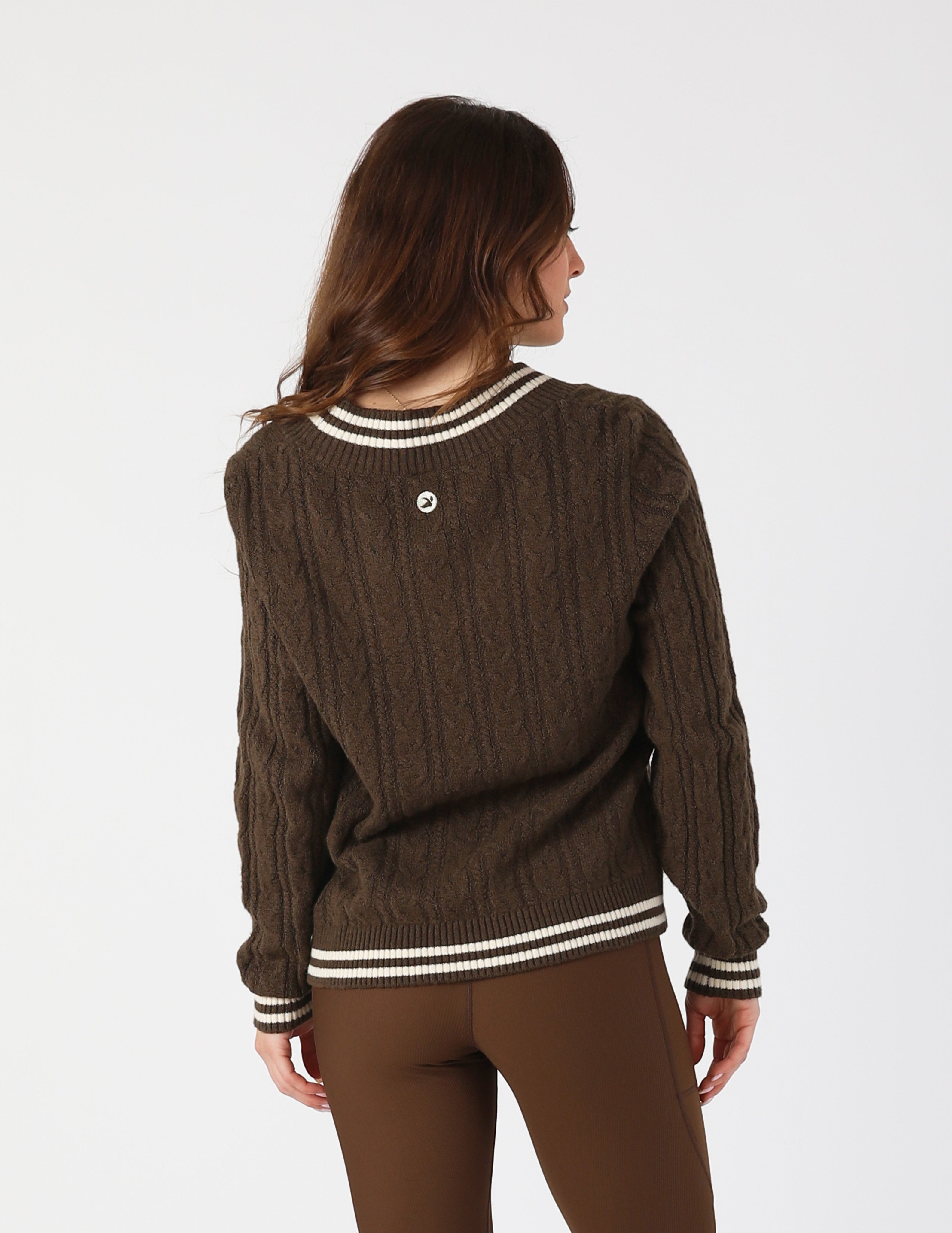 Hanalei Cable Knit Sweater: Chocolate/Oatmilk