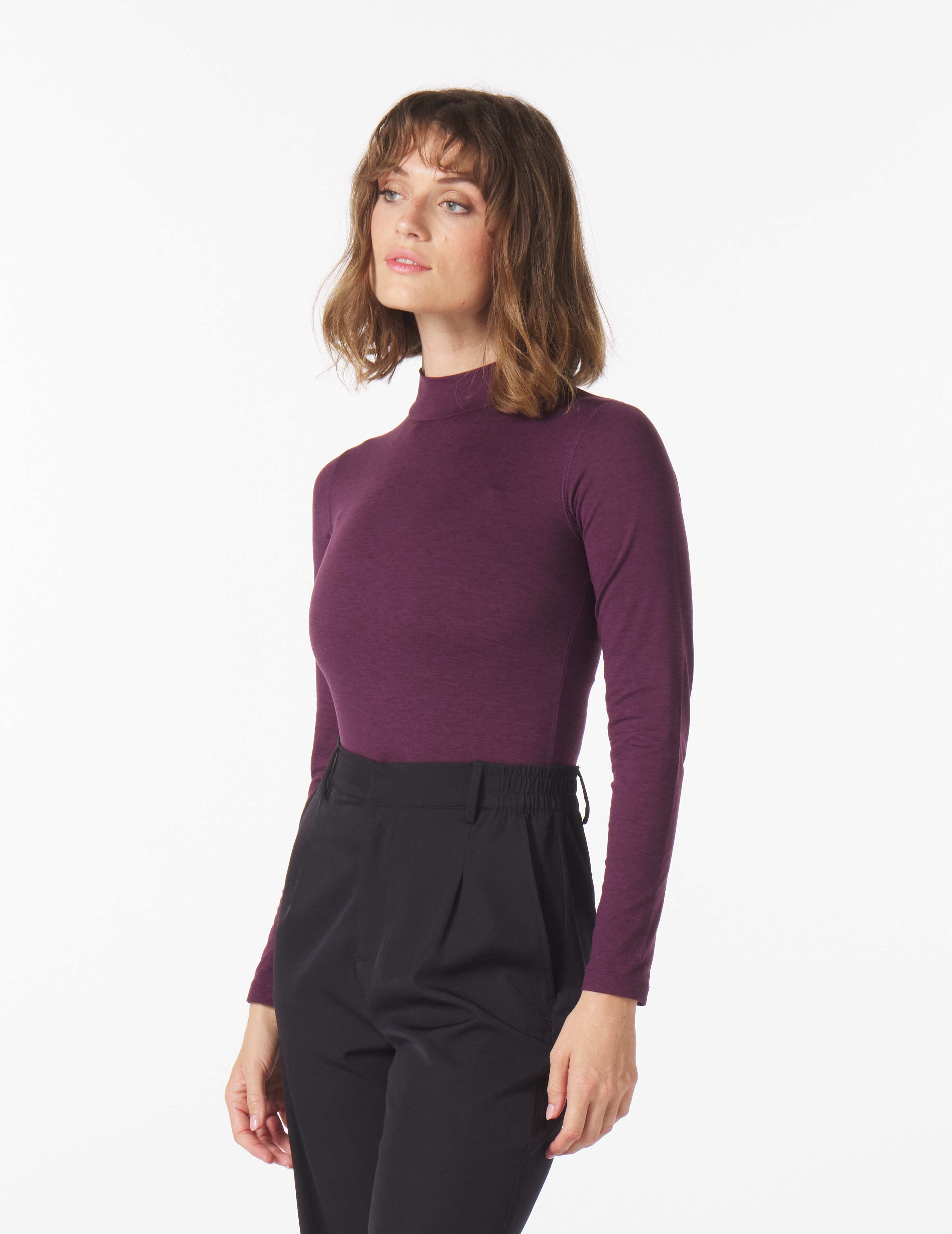 Long Sleeve Mock Neck Body Suit: Mulberry – Glyder
