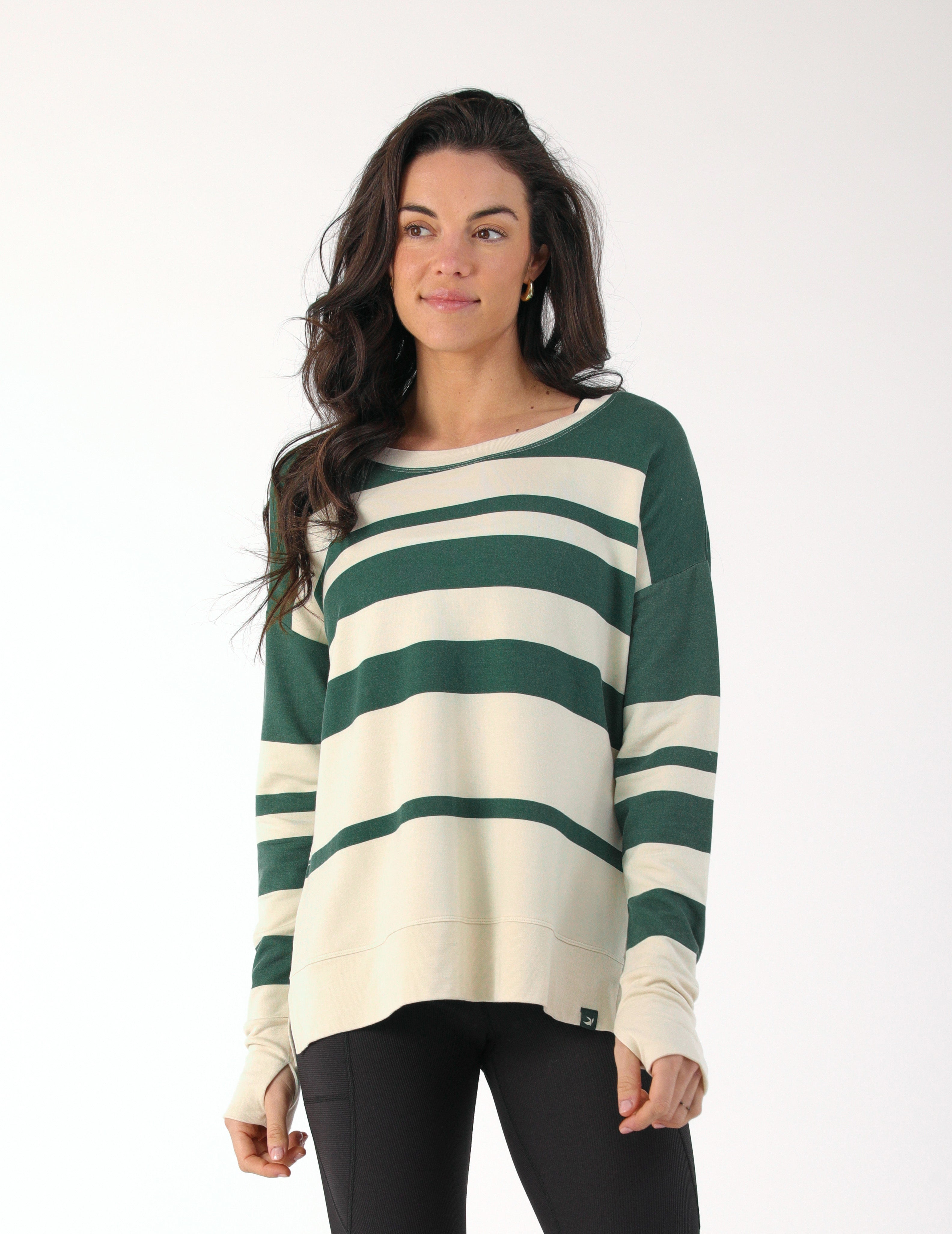 Lounge Long Sleeve: Oatmilk/Forest