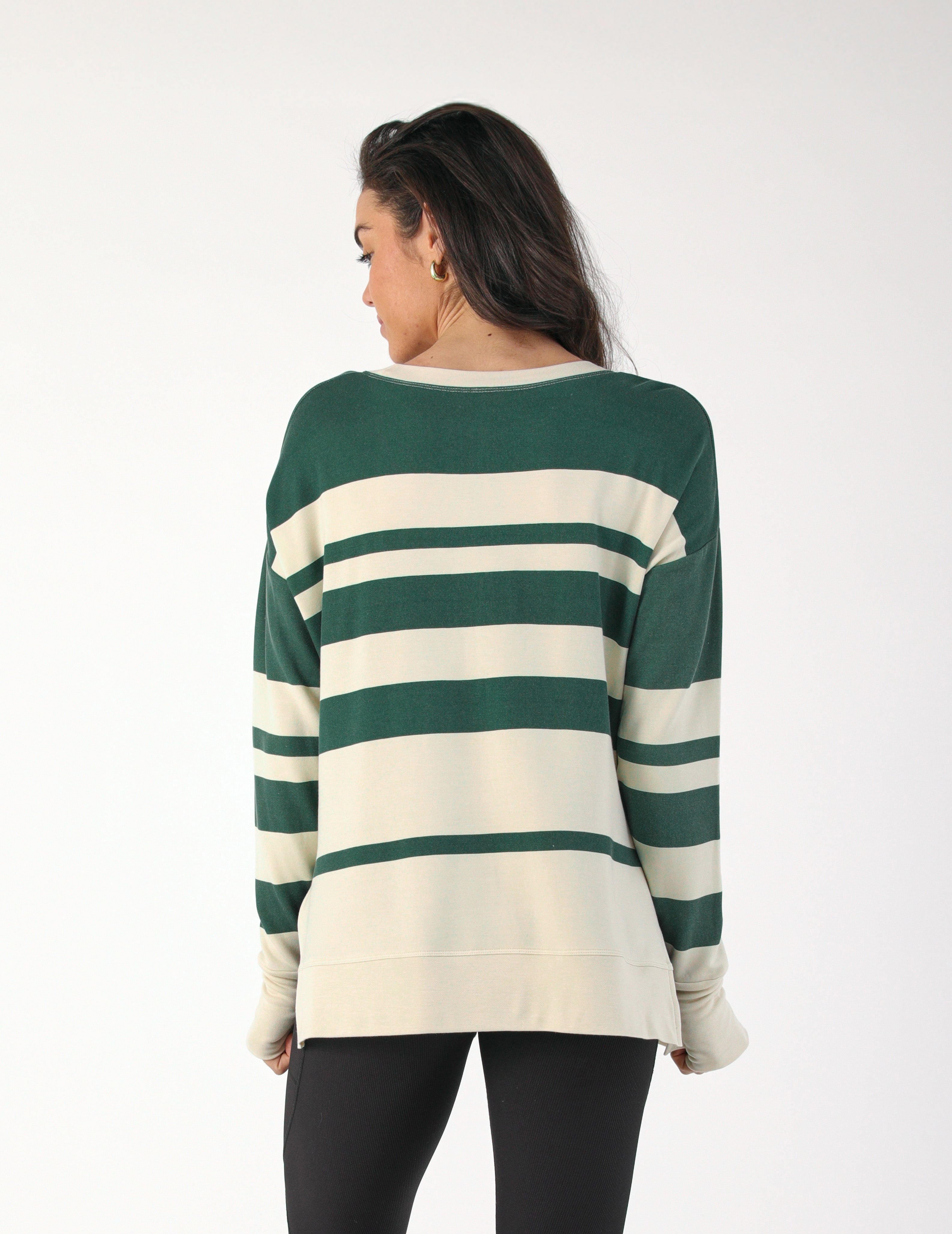 Lounge Long Sleeve: Oatmilk/Forest