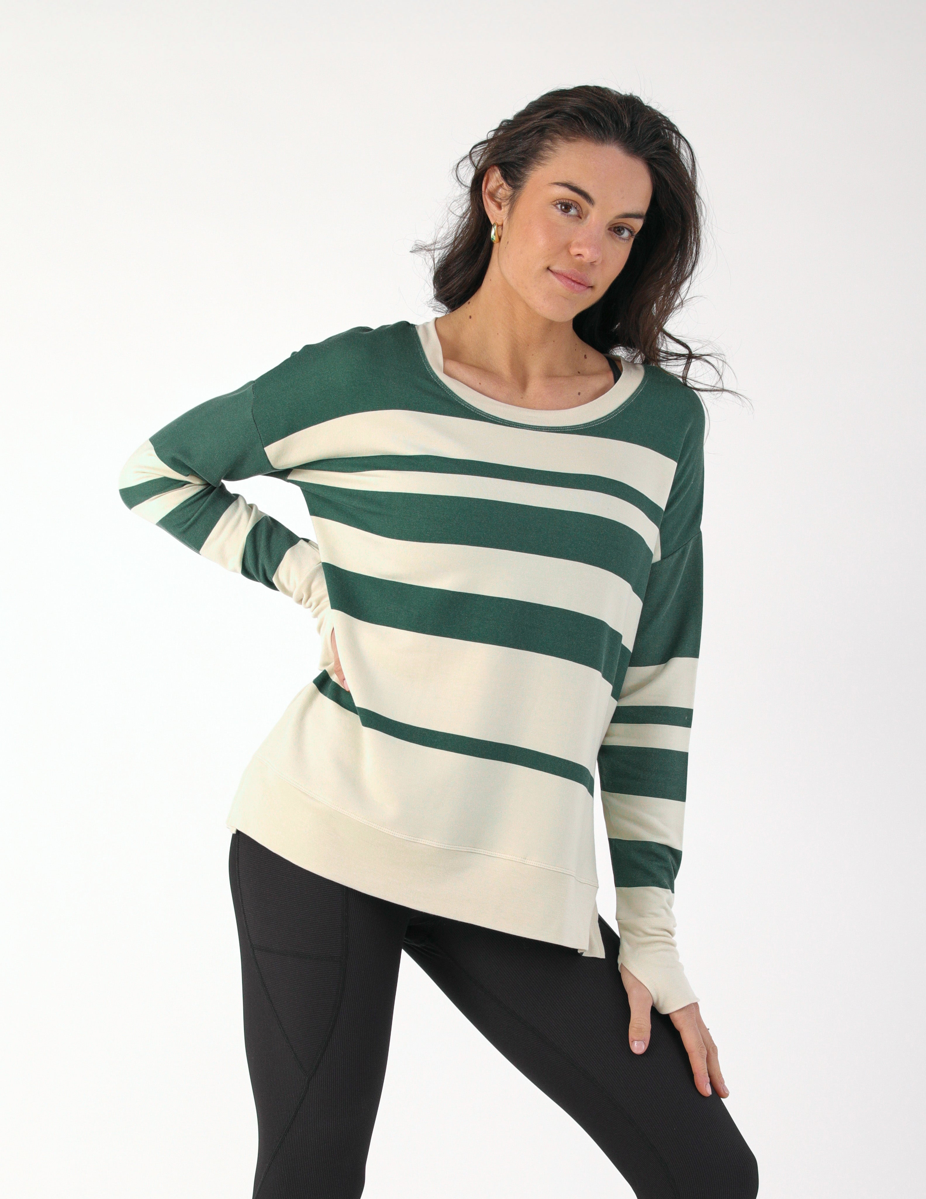 Lounge Long Sleeve: Oatmilk/Forest