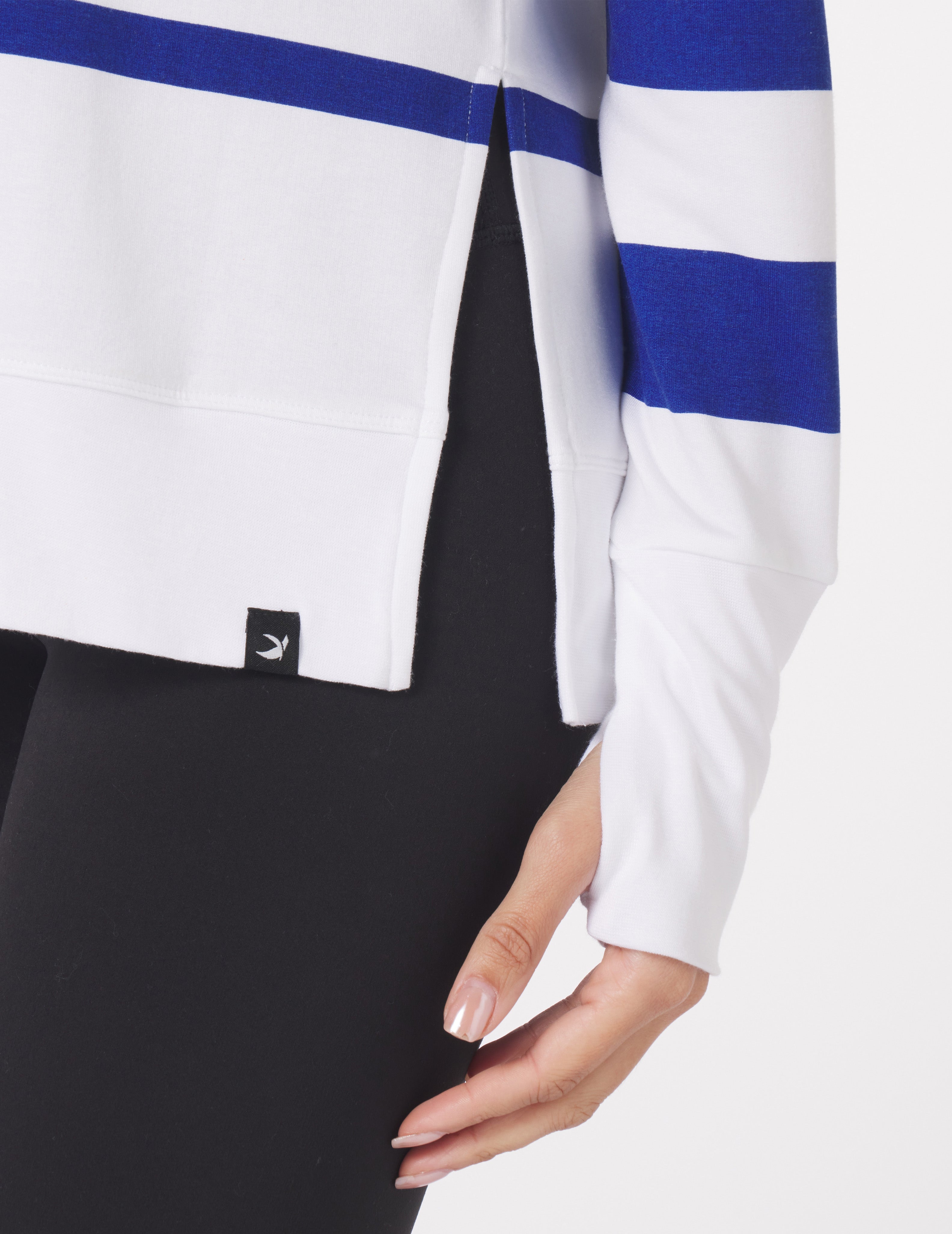 Lounge Long Sleeve: Monaco Blue/White Variegated Stripes