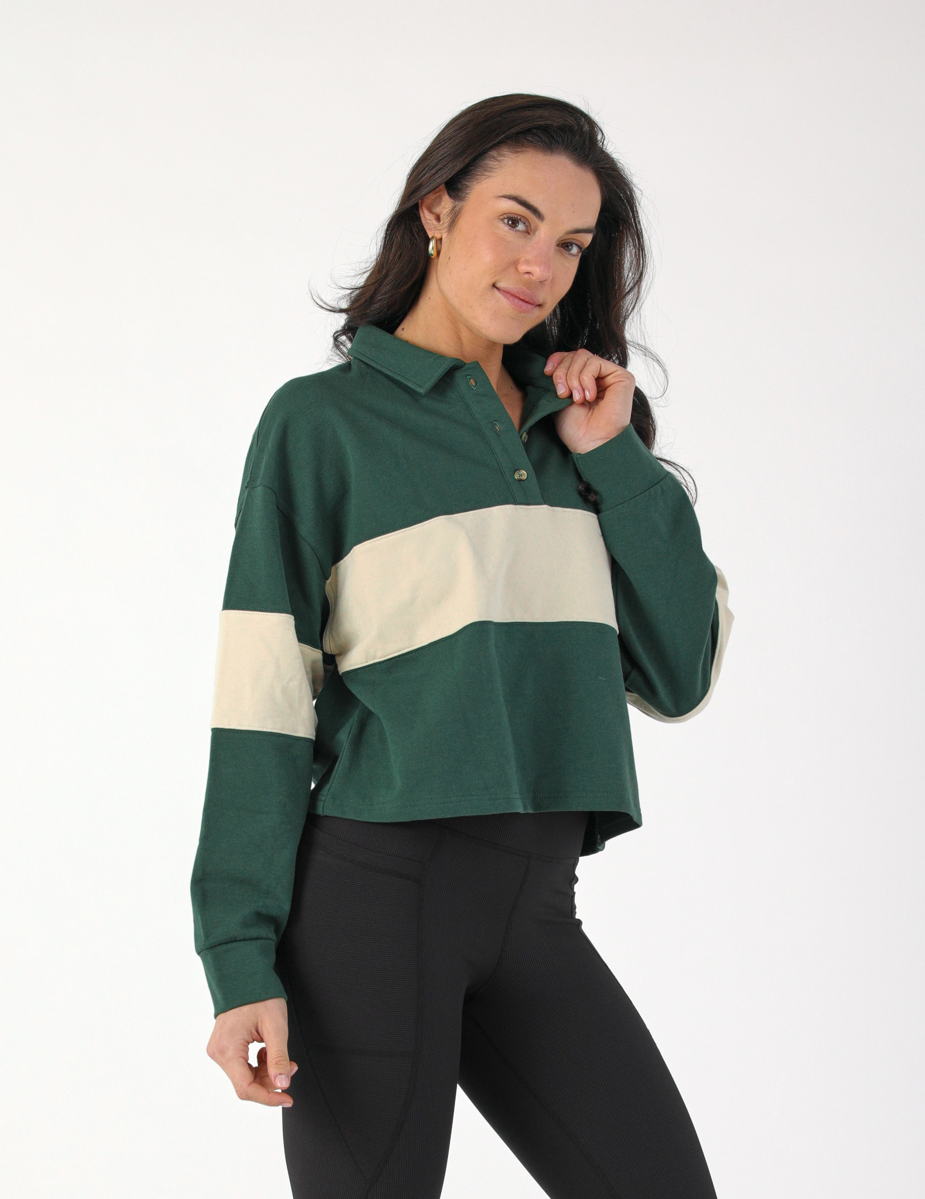 Lounge Skimmer Polo: Forest/Oatmilk