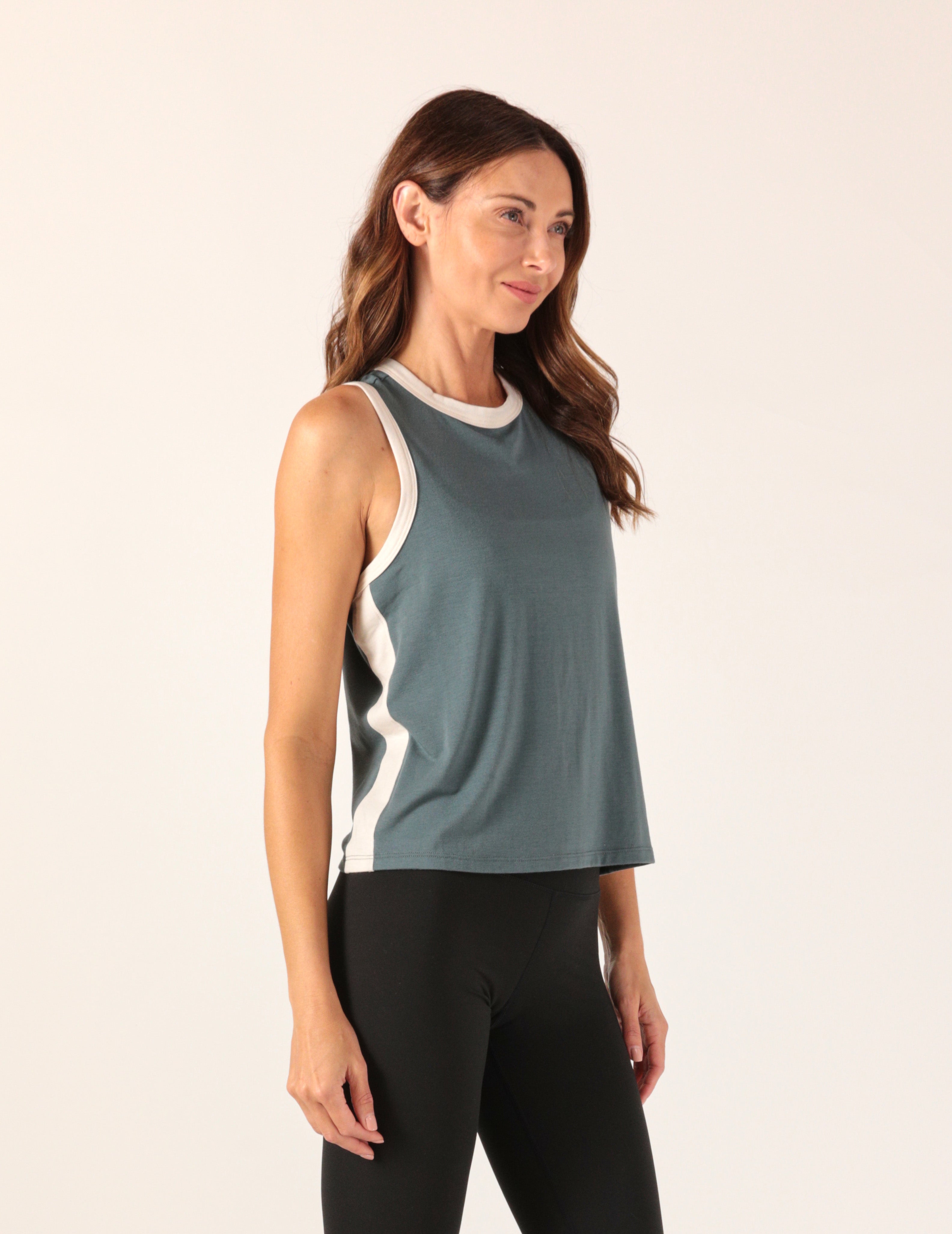 Minimalist Muscle Tank: Slate Colorblock