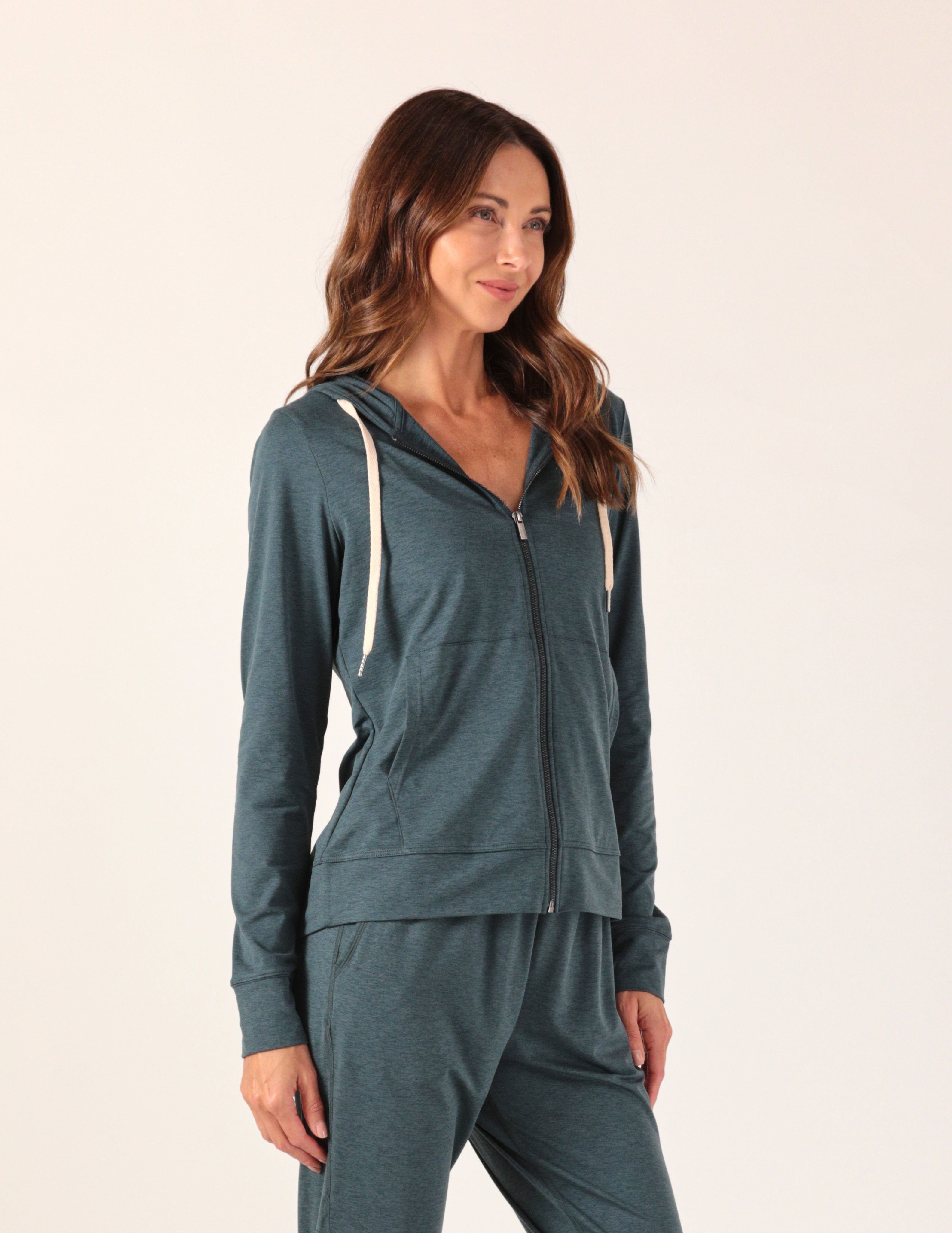 On The Go Lightweight Zip Up Hoodie: Slate