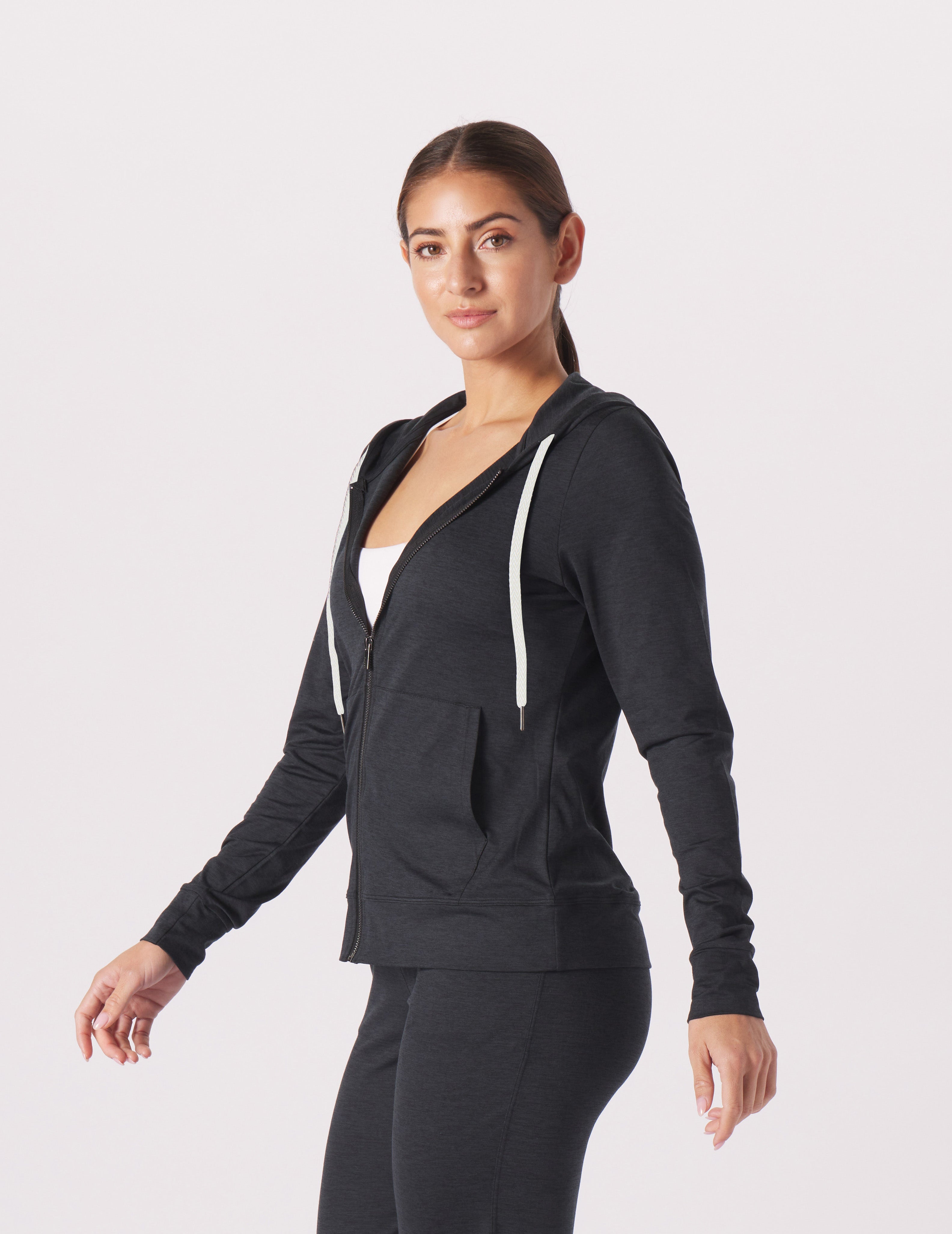 On The Go Lightweight Zip Up Hoodie: Black Marble – Glyder
