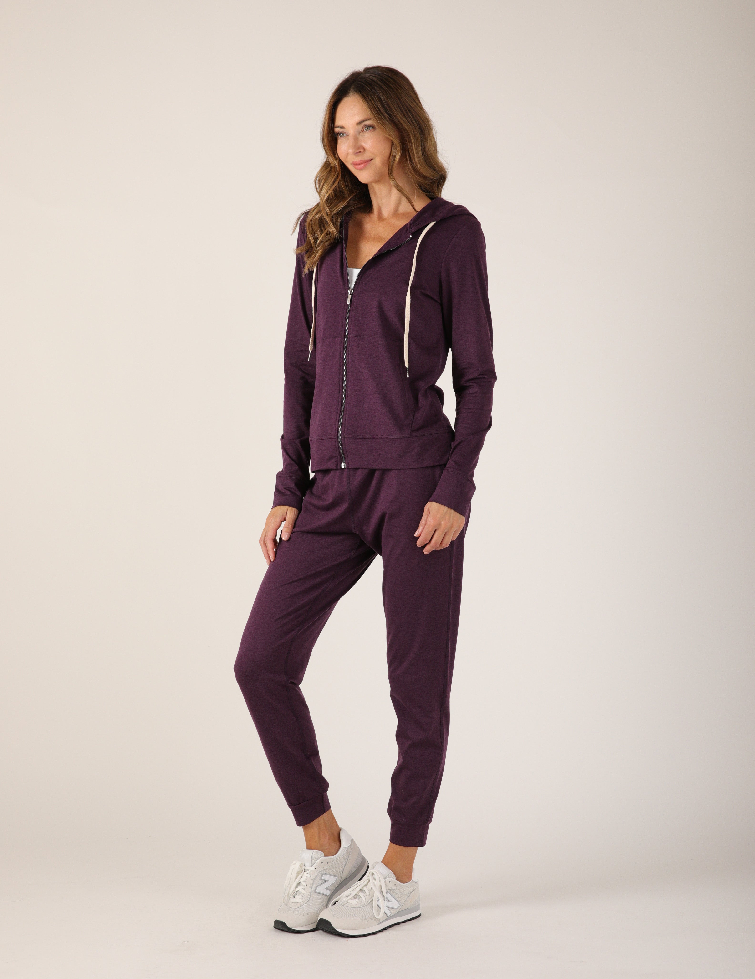 On The Go Lightweight Zip Up Hoodie: Blackberry Jam