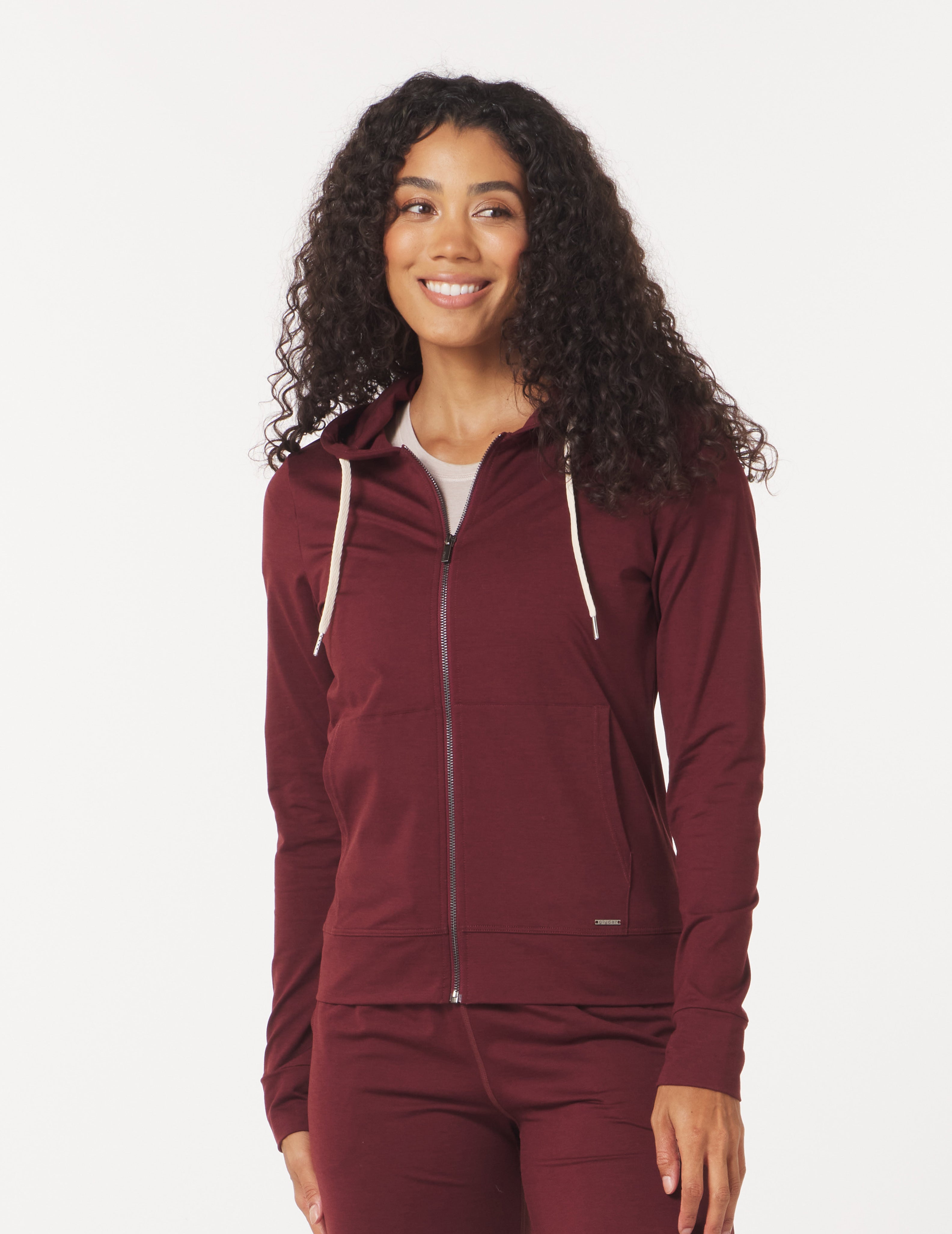 On The Go Lightweight Zip Up Hoodie: Chestnut Marble