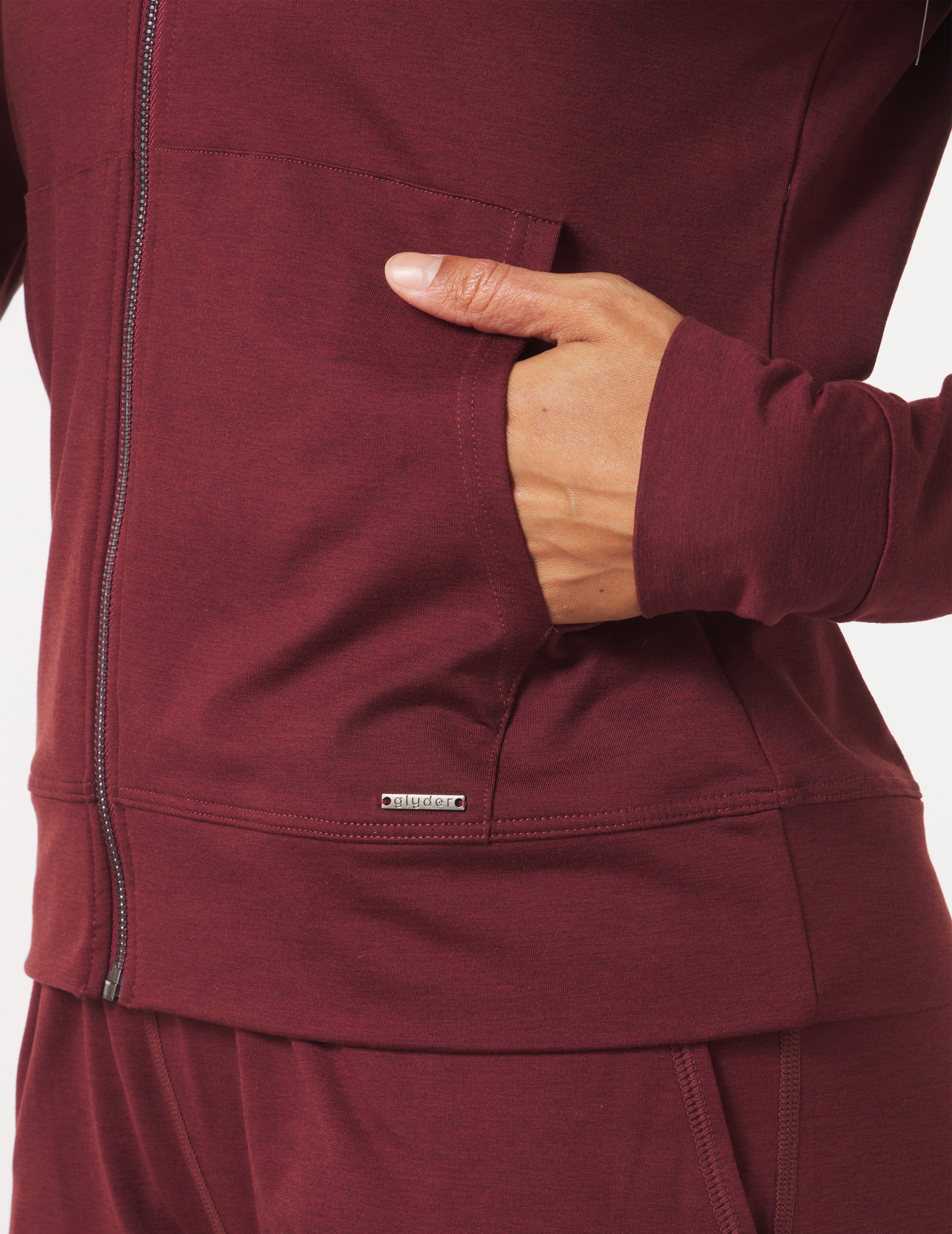 On The Go Lightweight Zip Up Hoodie: Chestnut Marble