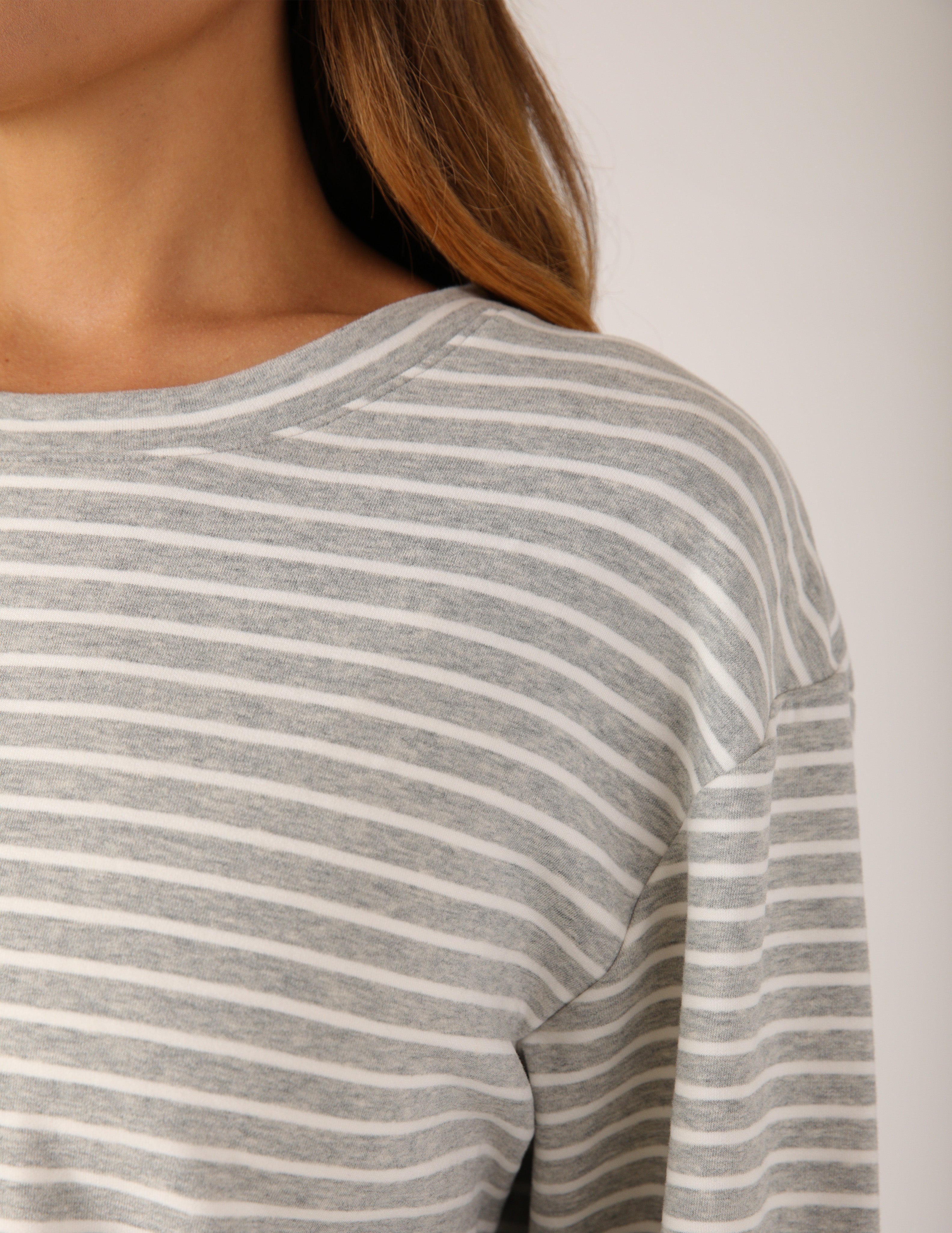 Oversized Crew: Heather Grey Stripe
