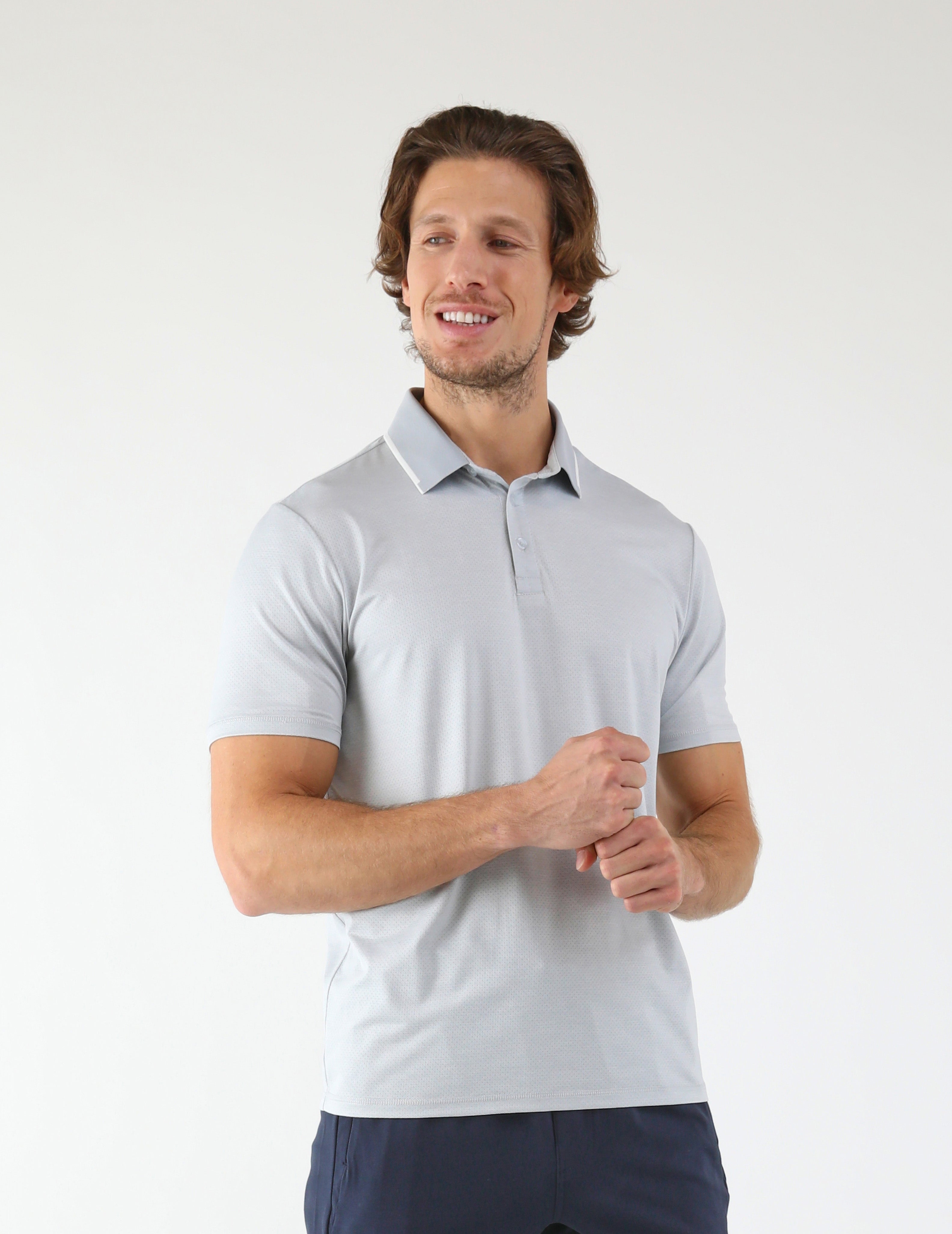 Power Fade Polo: Ash Grey