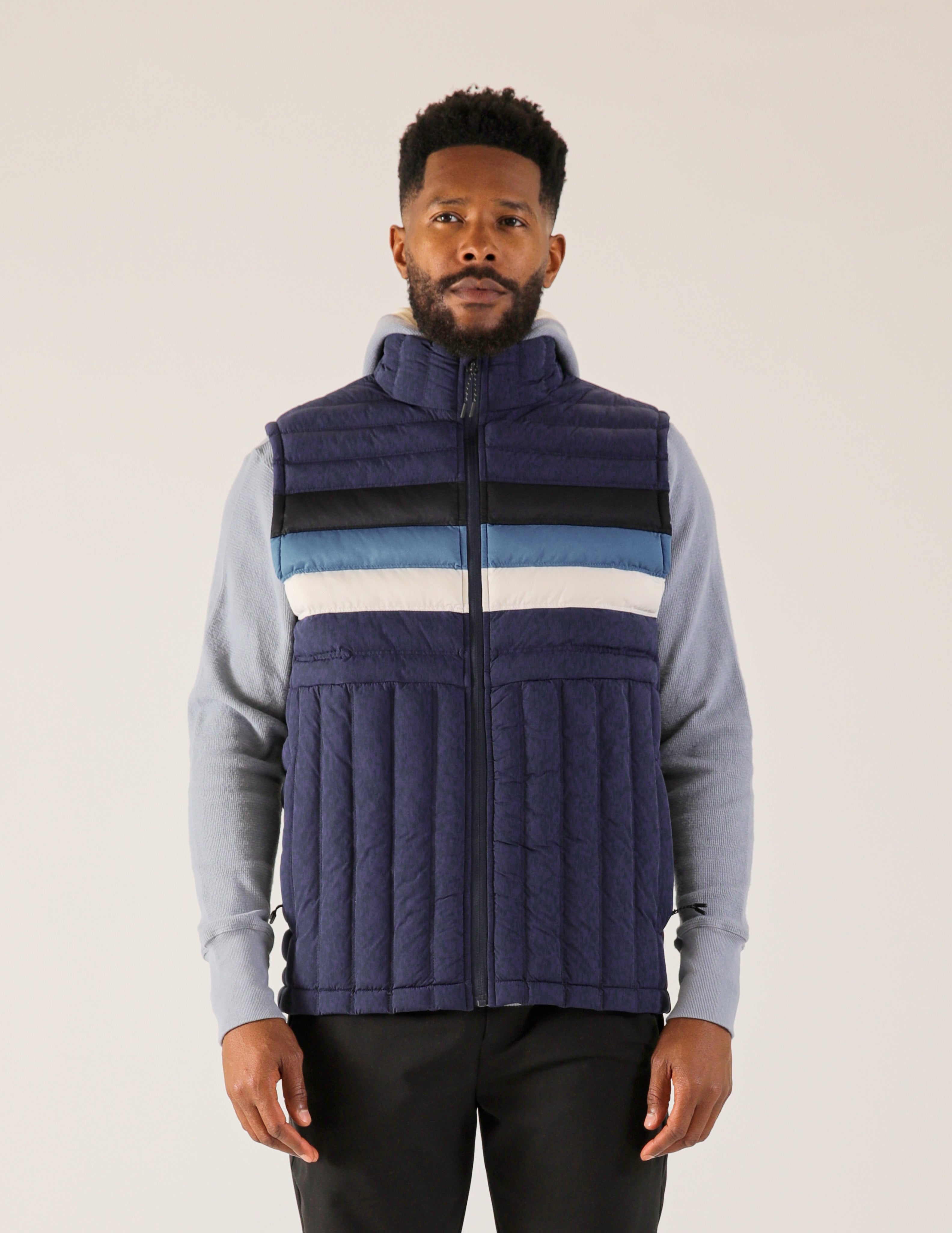 Hybrid Puffer Vest: Navy Color Block